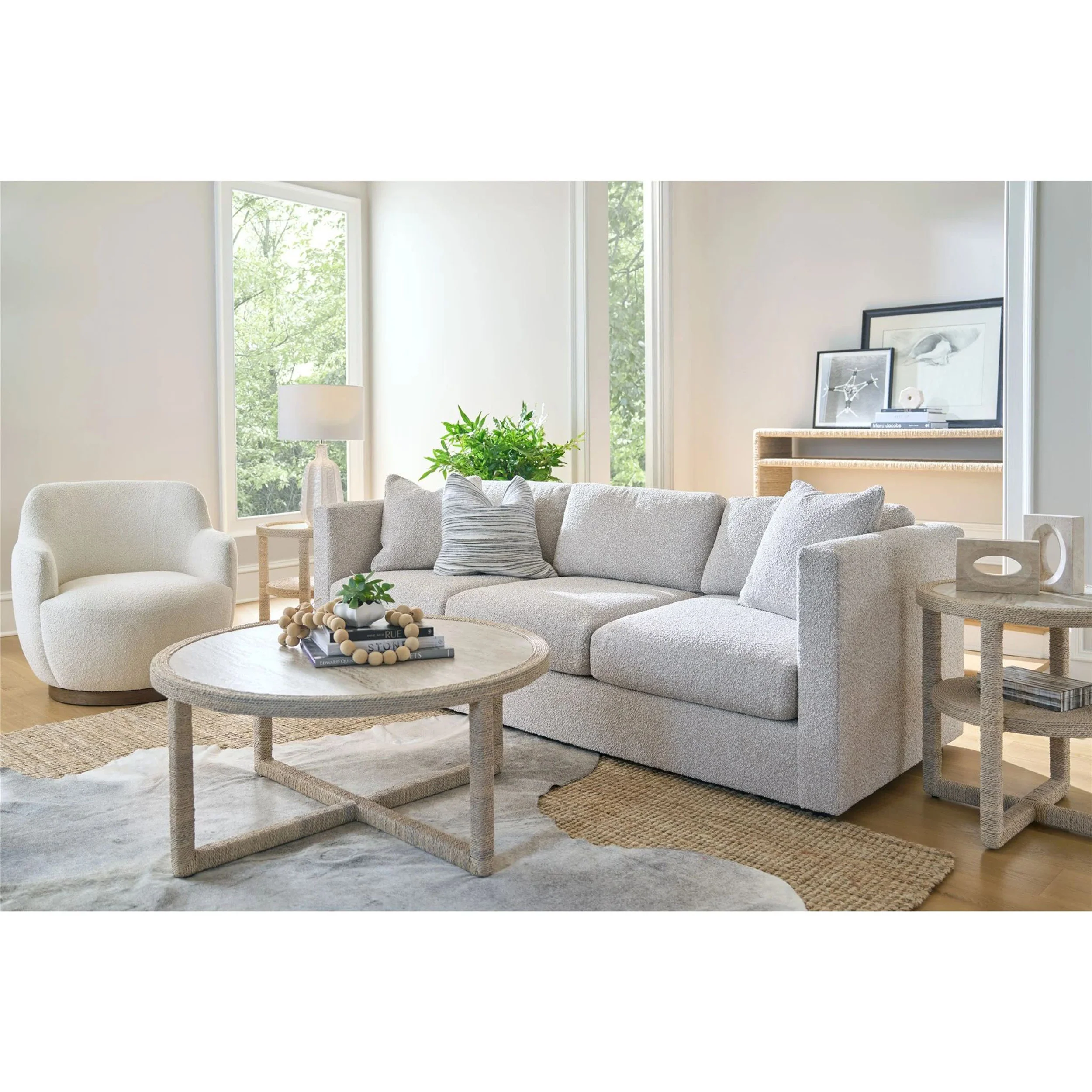 Oasis Abaca Cocktail Table, Travertine Beige - Image 5
