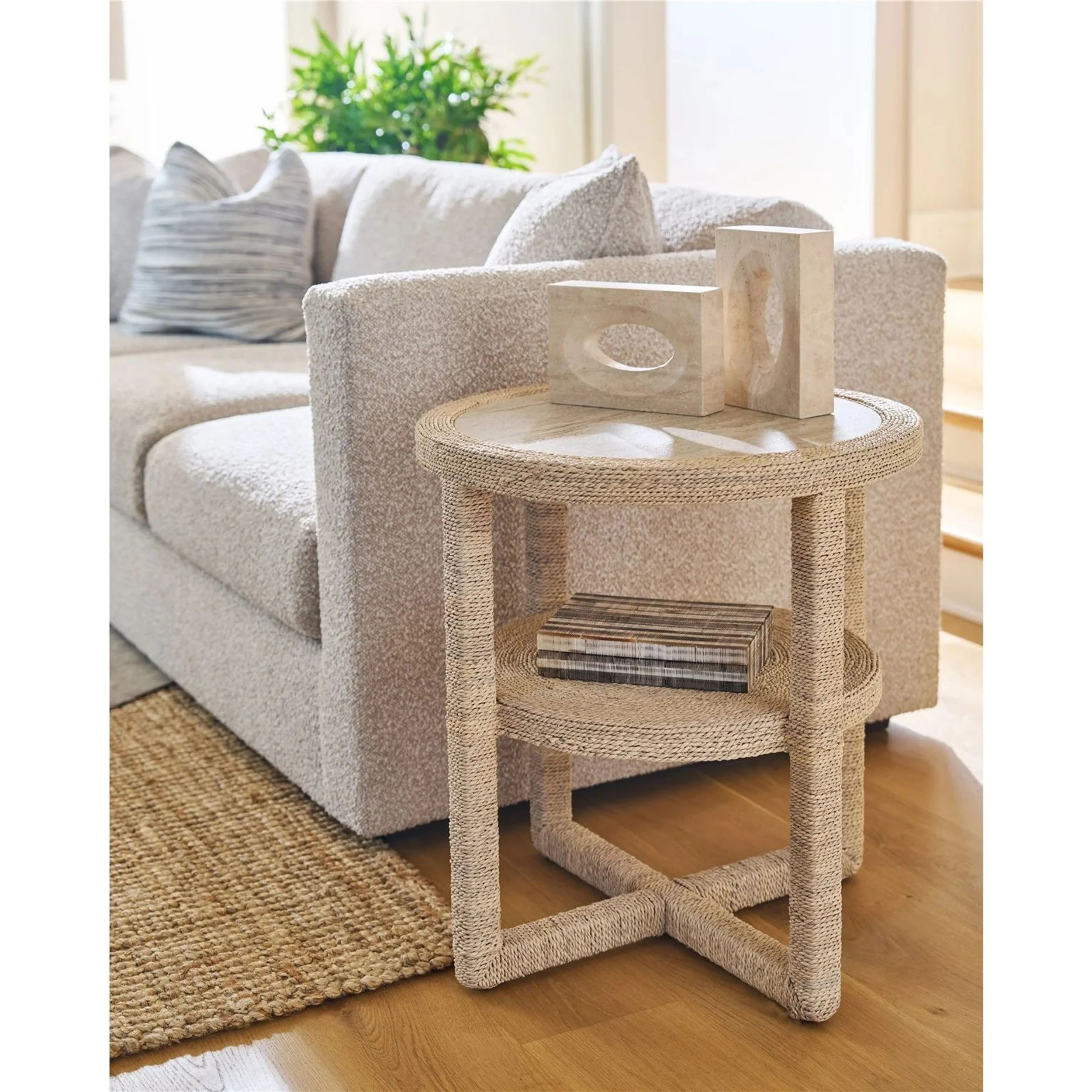 Oasis Round End Table, Abaca - Image 4