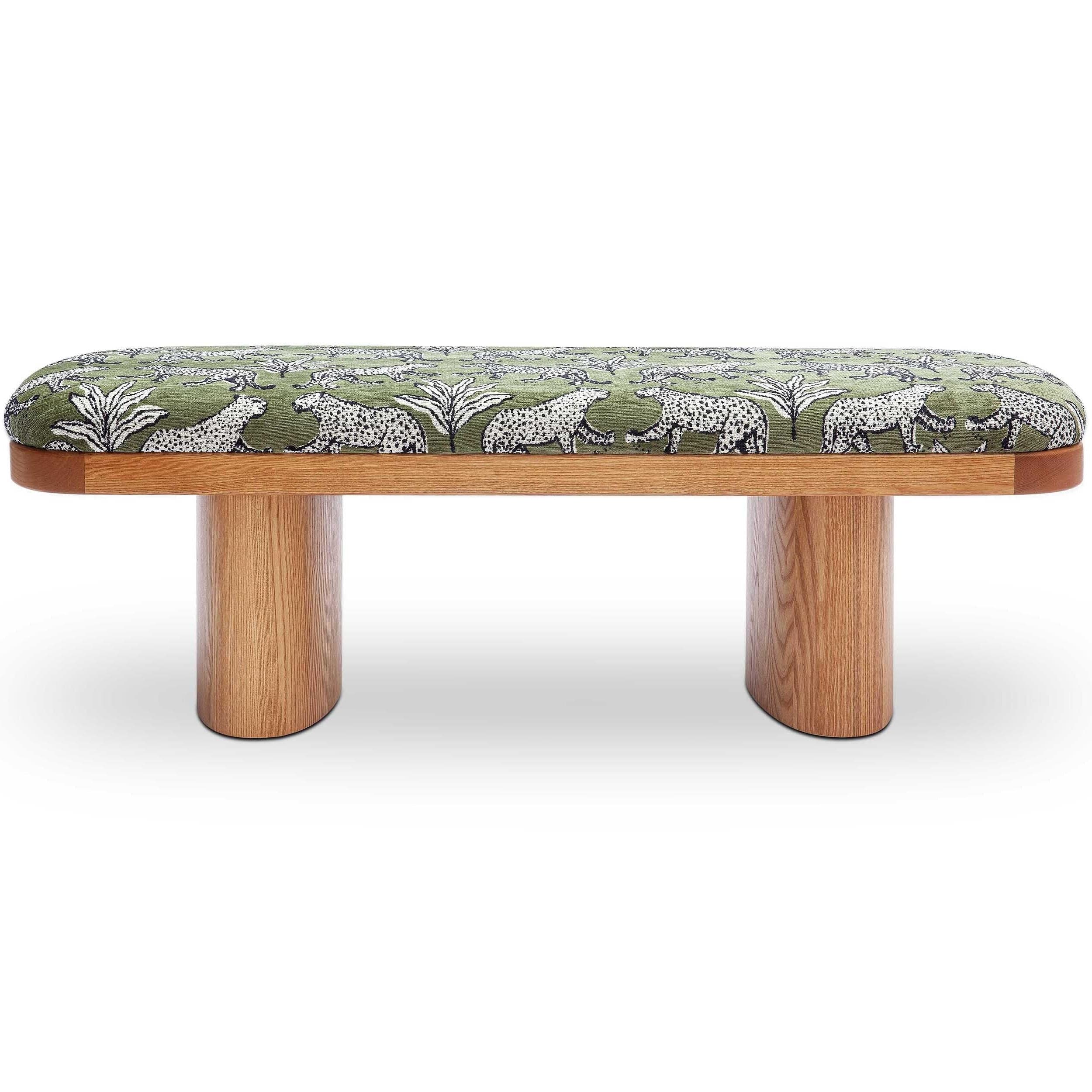 Ollie Leopard Bench, Olive Green - Image 2