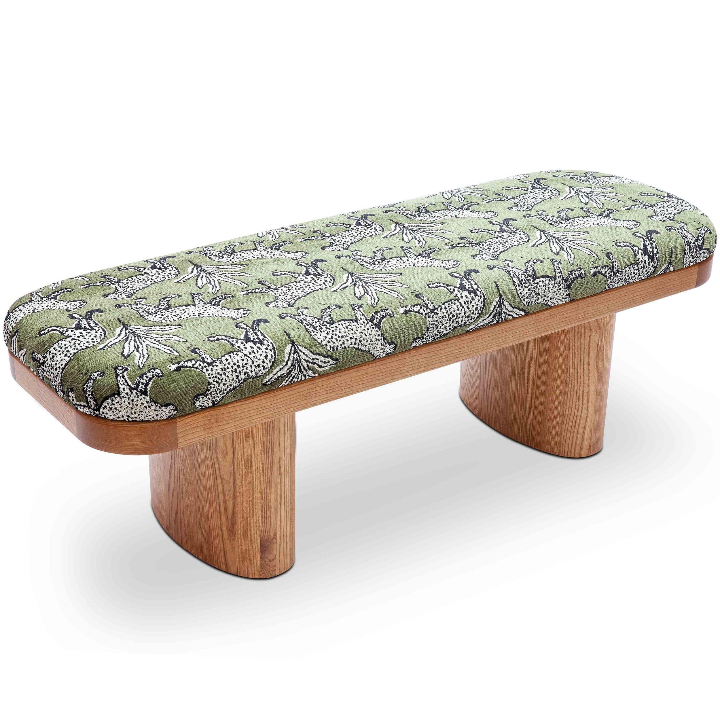 Ollie Leopard Bench, Olive Green - Image 3
