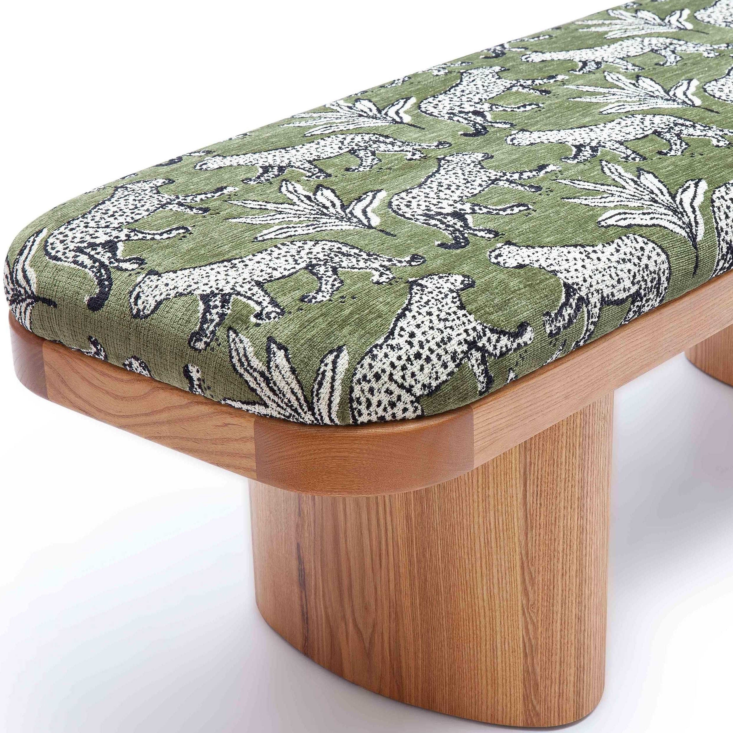 Ollie Leopard Bench, Olive Green - Image 4