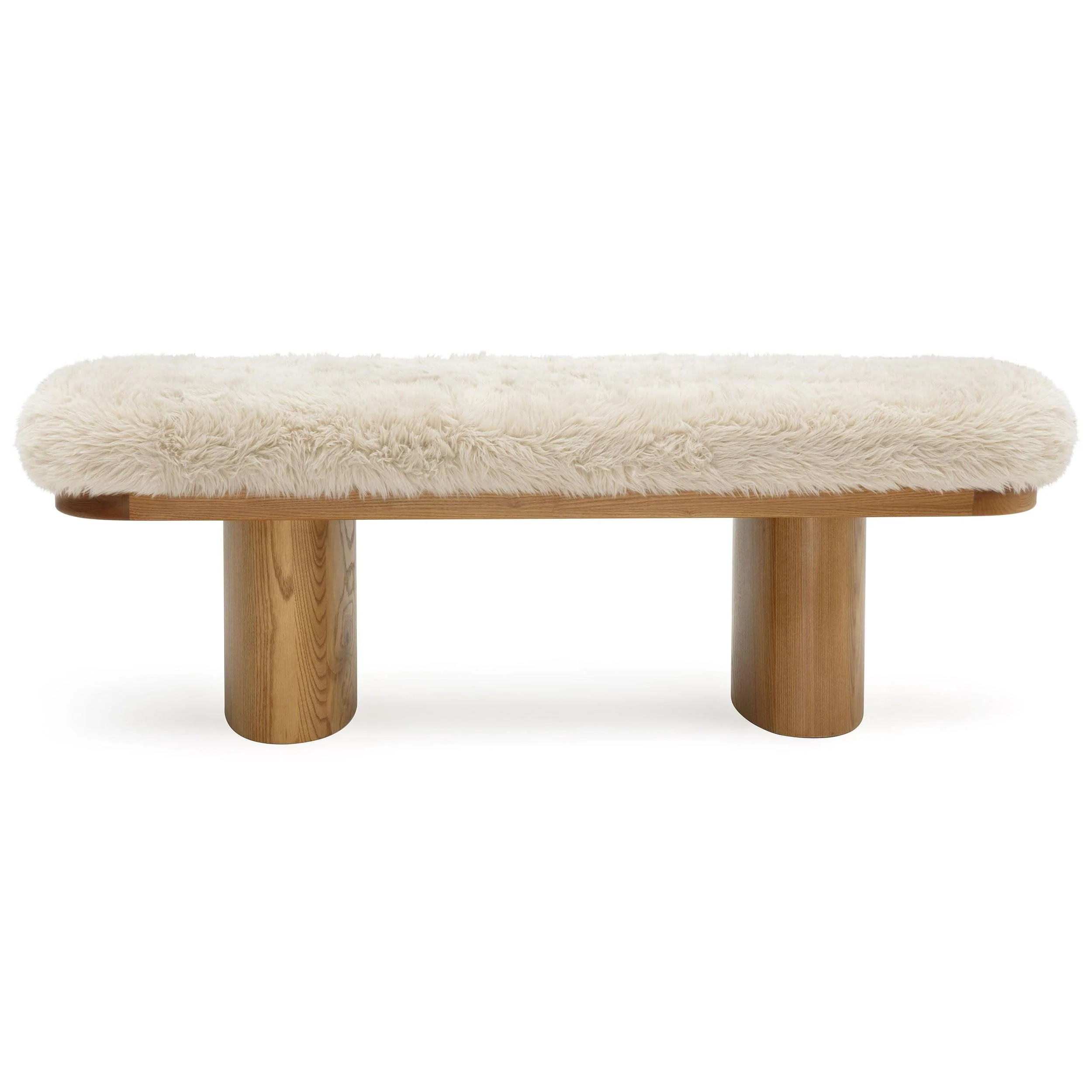Ollie Vegan Shearling Bench, Natural - Image 2