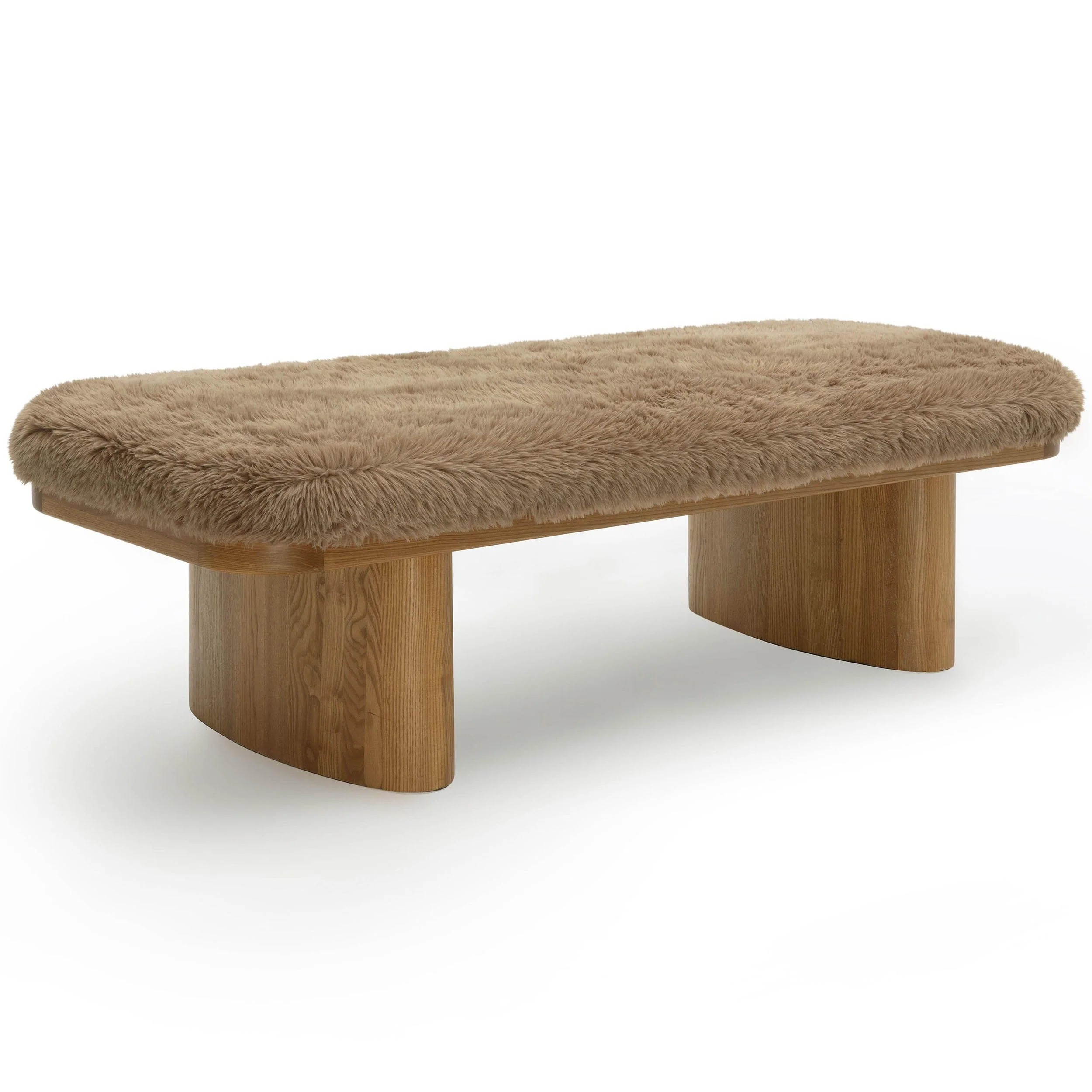 Ollie Vegan Shearling Bench, Taupe - Image 6