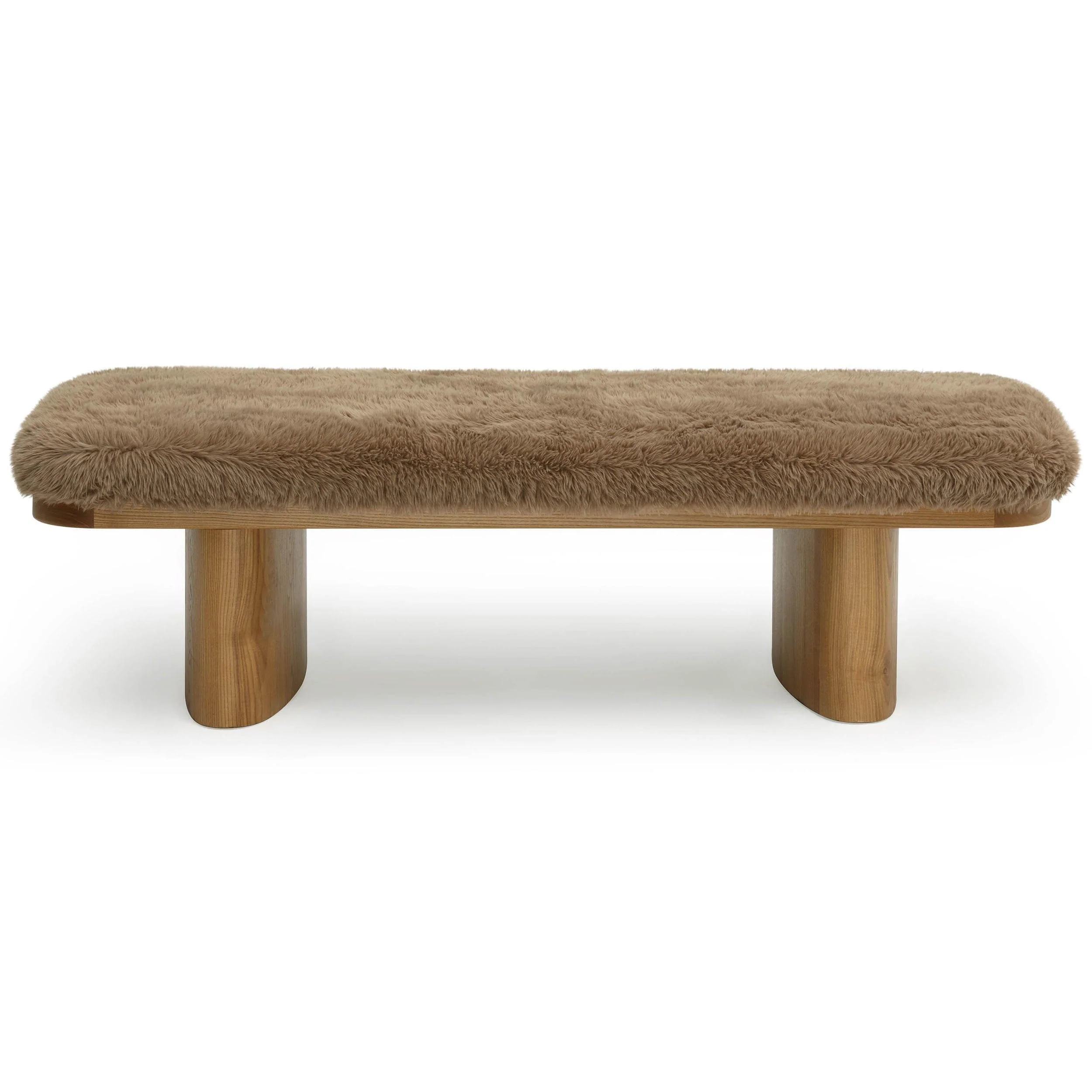 Ollie Vegan Shearling Bench, Taupe - Image 7