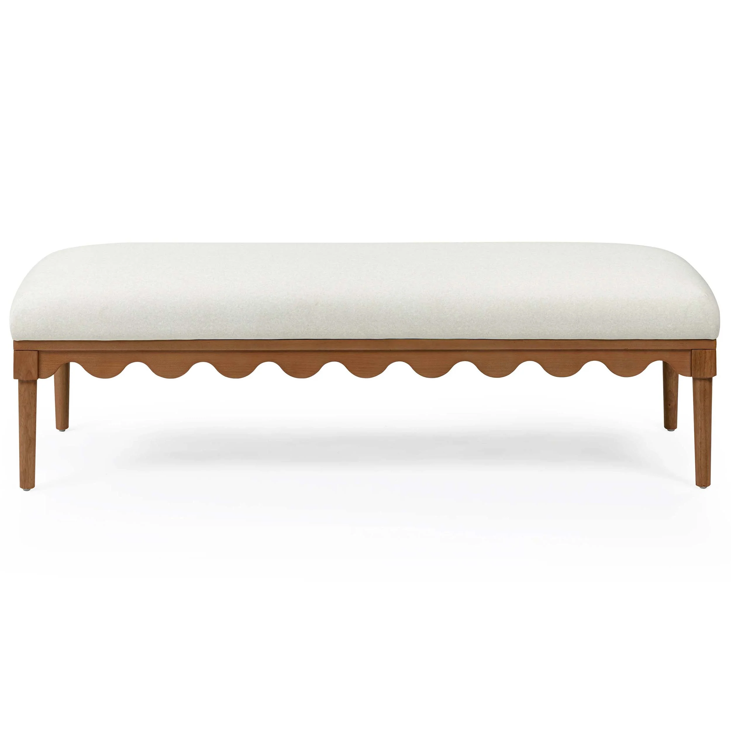 Oodle Vegan Mohair Bench, Cream/Walnut - Image 2