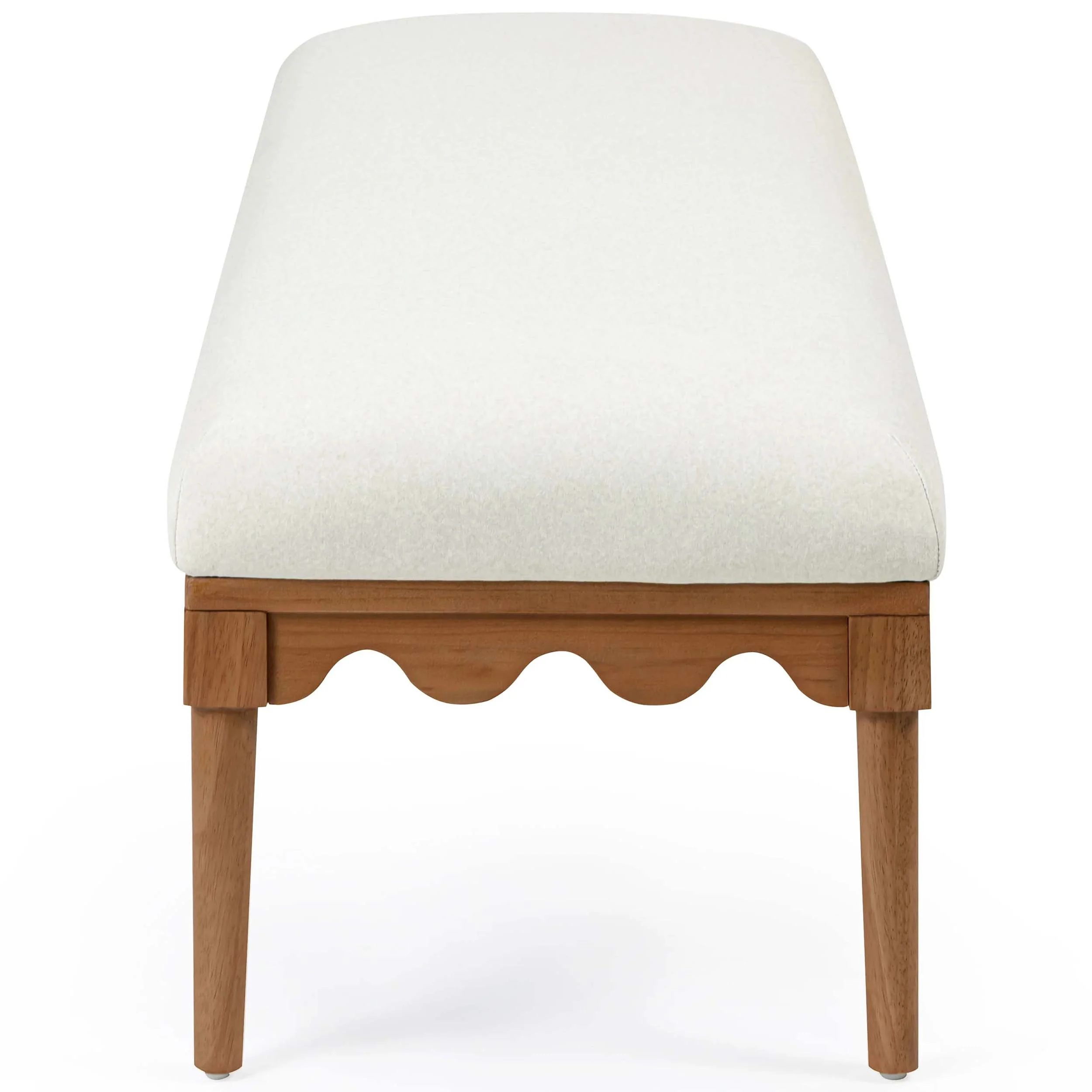 Oodle Vegan Mohair Bench, Cream/Walnut - Image 3