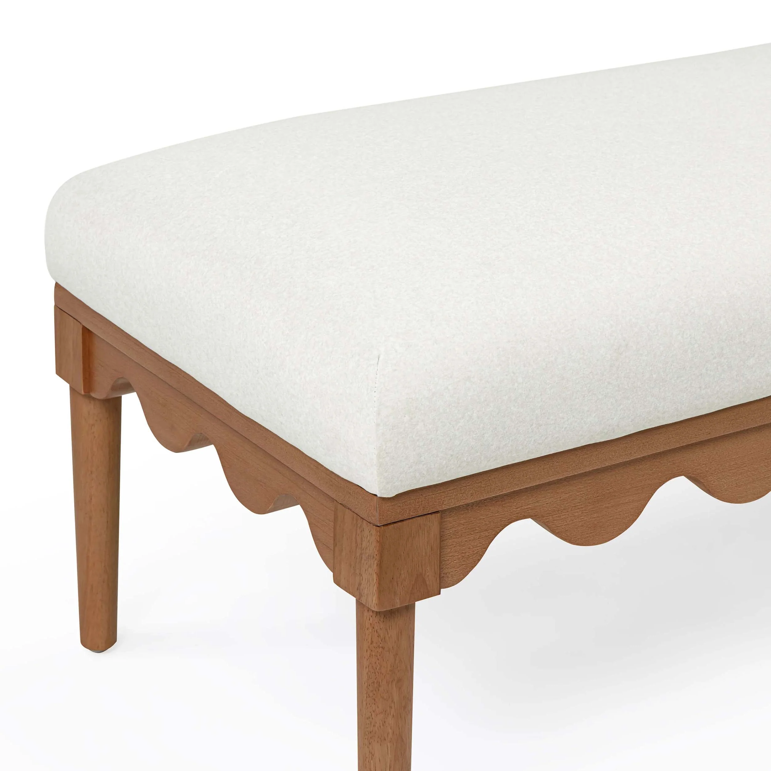 Oodle Vegan Mohair Bench, Cream/Walnut - Image 4