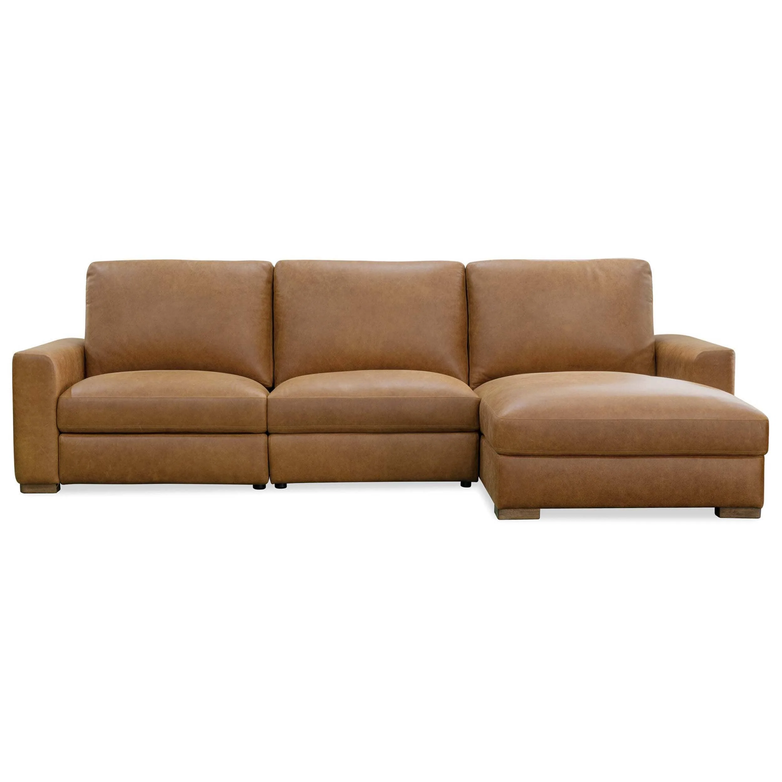 Optimus Three-Seat Leather Sectional, Kingston Cognac