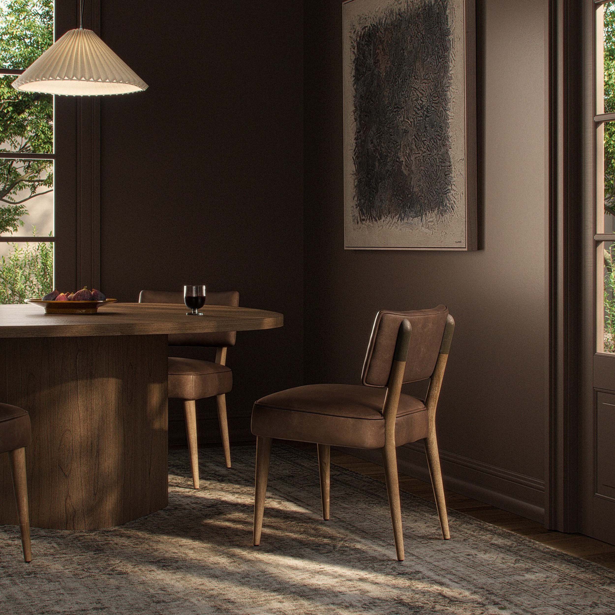 Orville Leather Dining Chair, Palermo Cigar, Set of 2 - Image 7