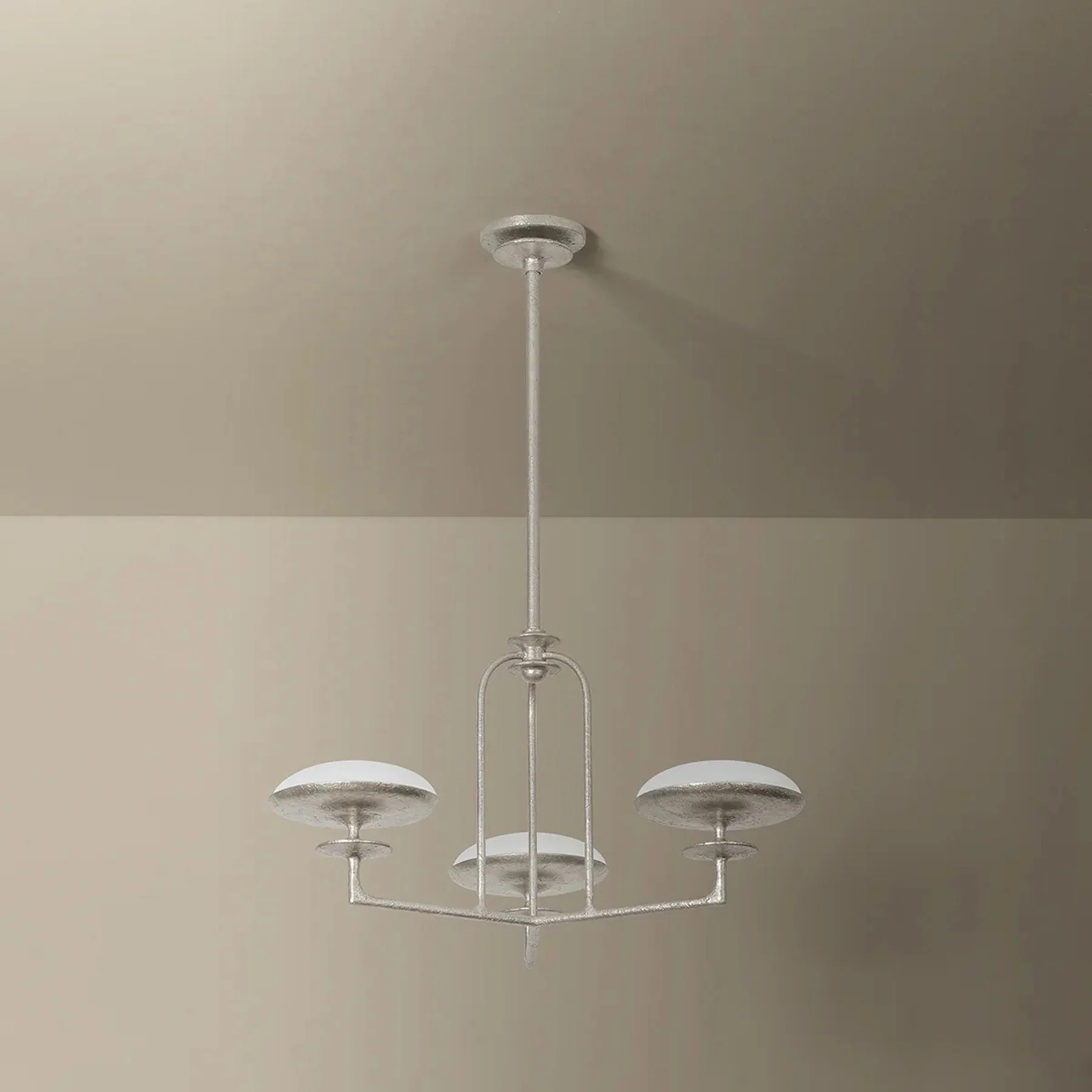 Pacific 3 Light Chandelier, Warm Silver Leaf - Image 2