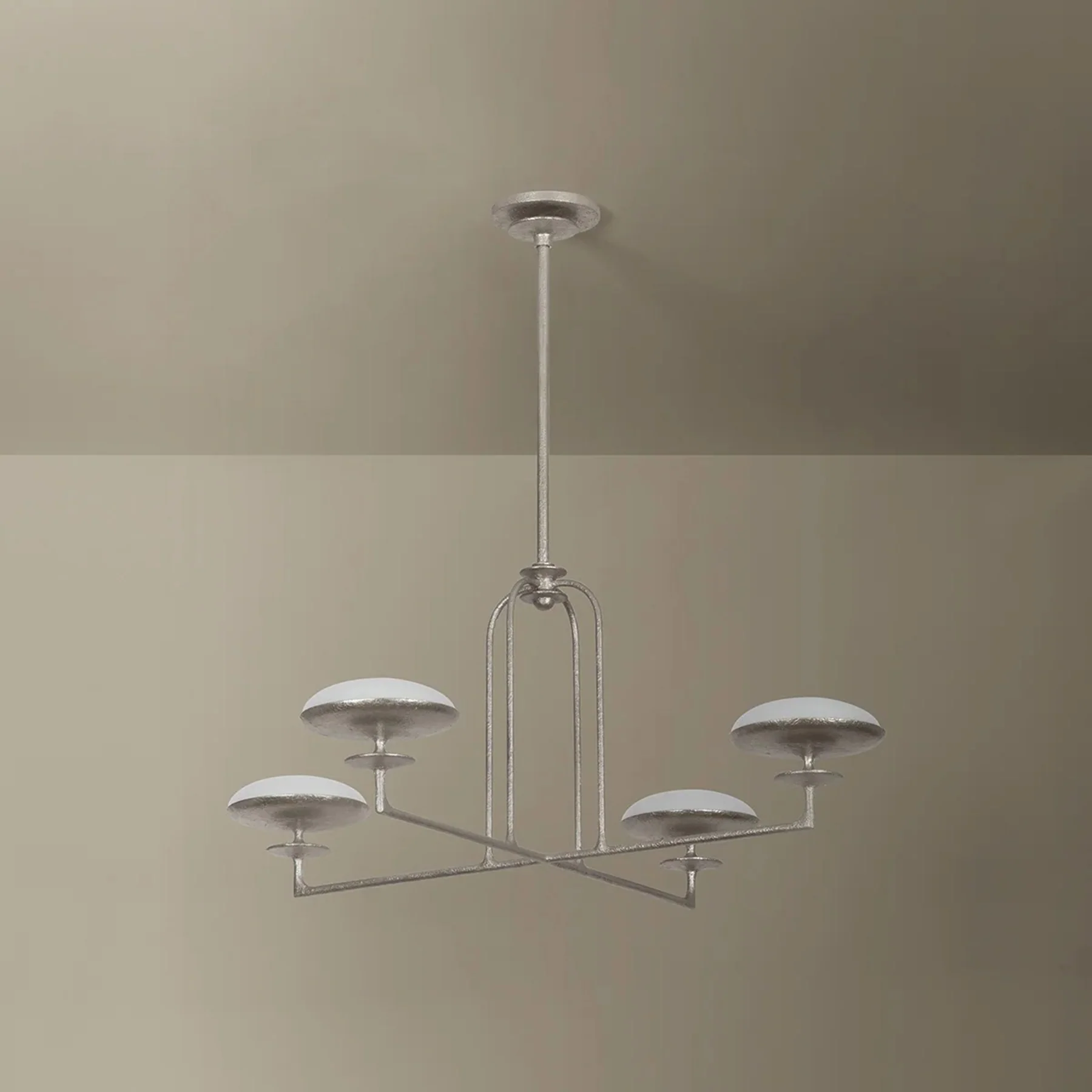 Pacific 4 Light Chandelier, Warm Silver Leaf - Image 2