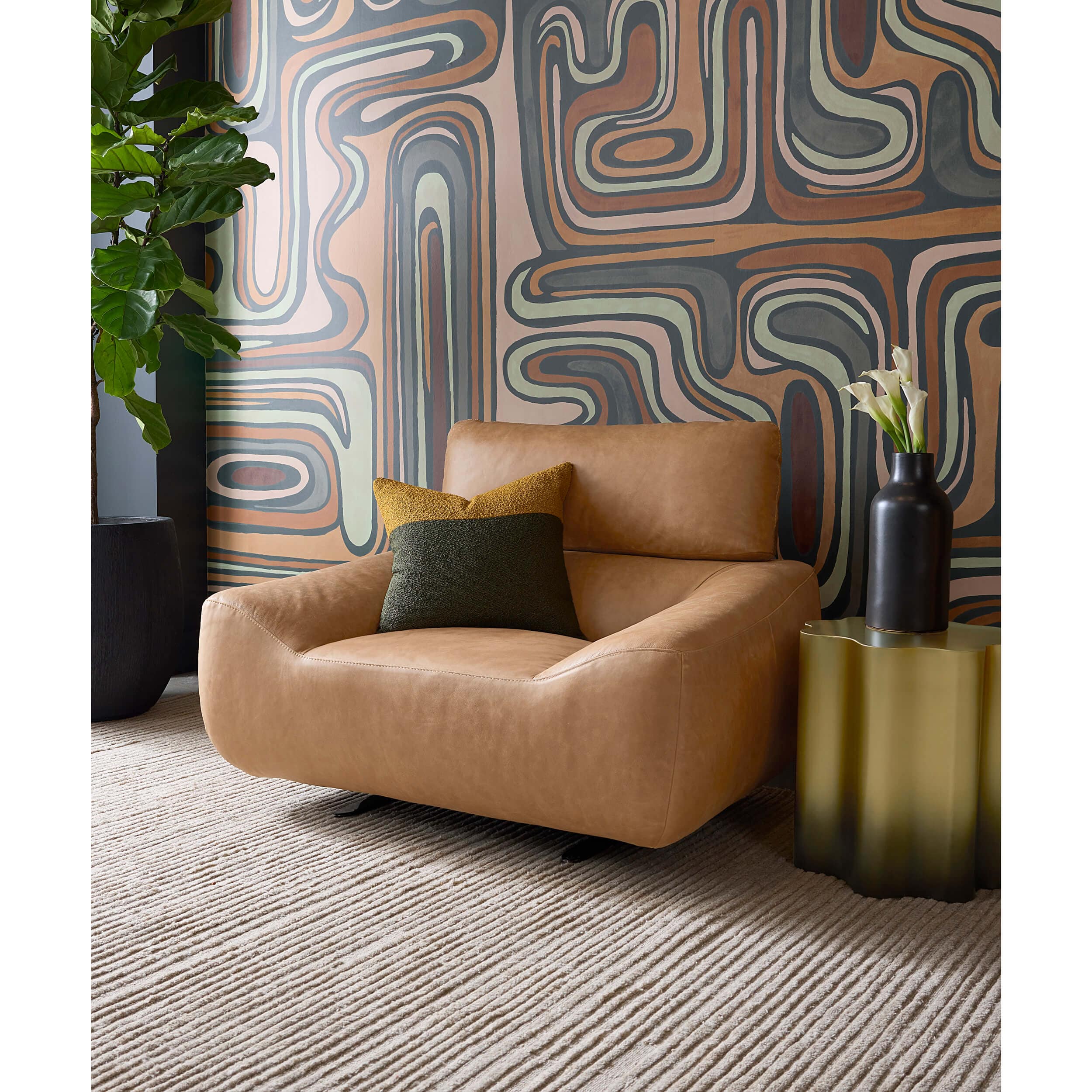Paget Leather Glider Chair, Camel - Image 7