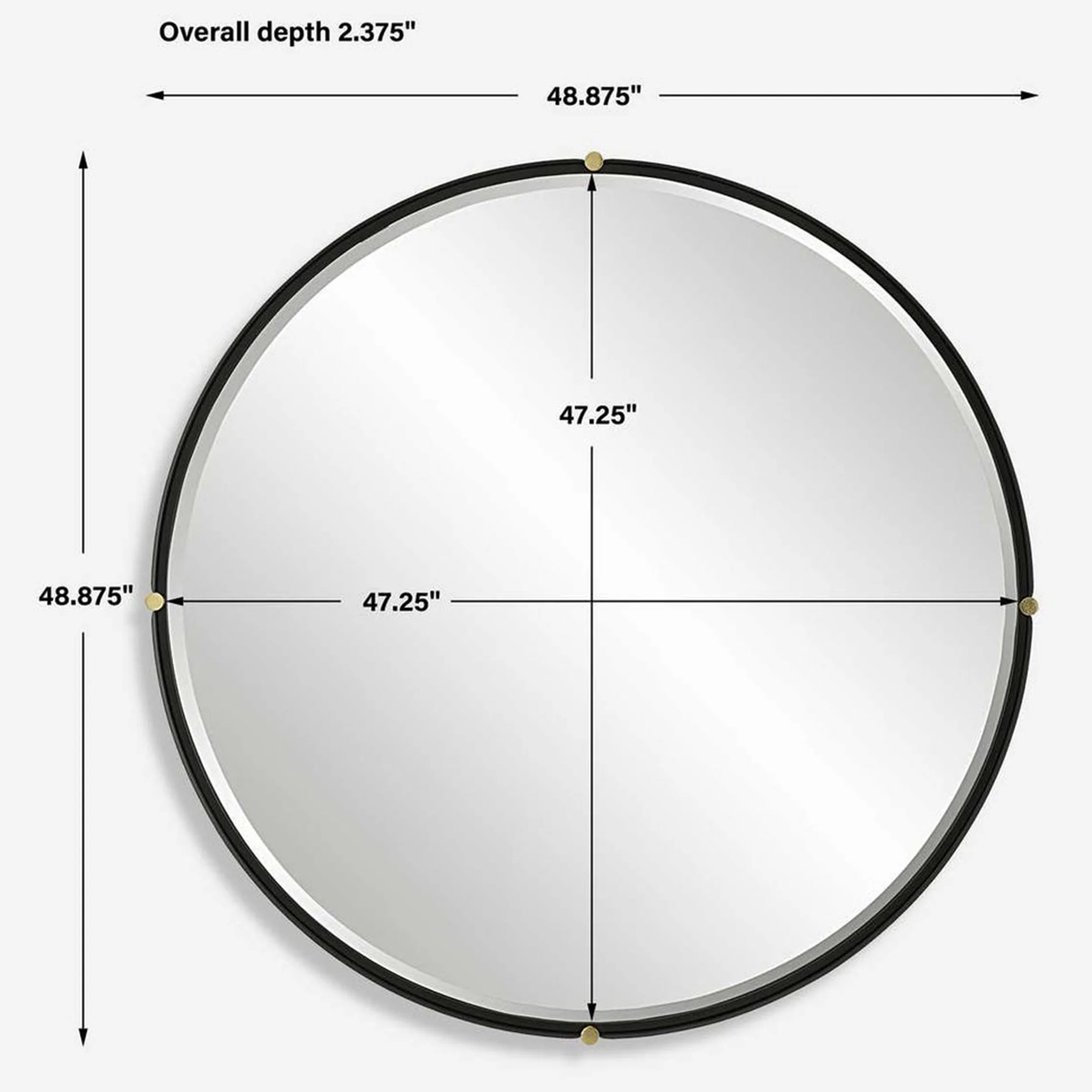 Bonded Round Mirror, Black - Image 5