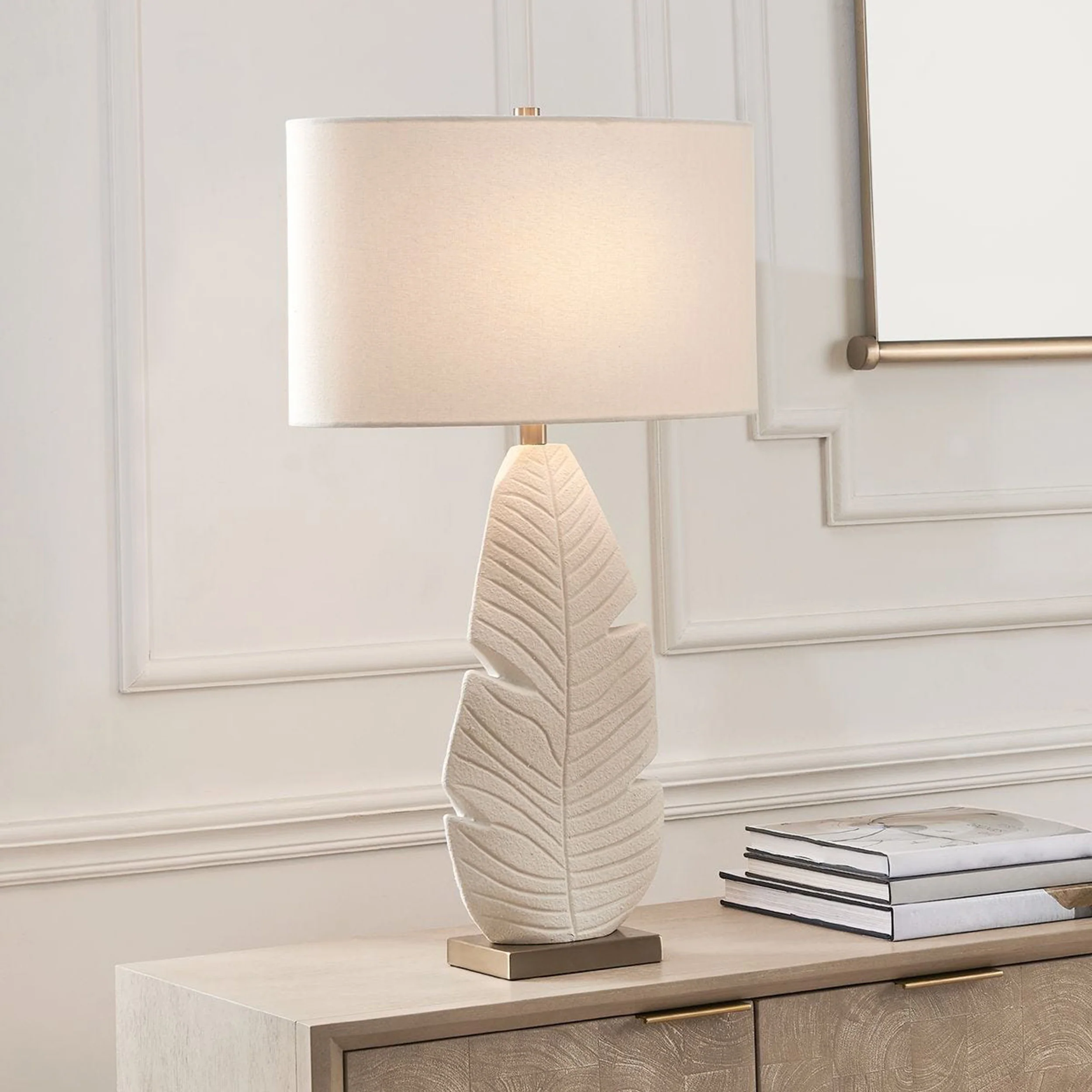 Palm Leaf Table Lamp, Matte White - Image 5