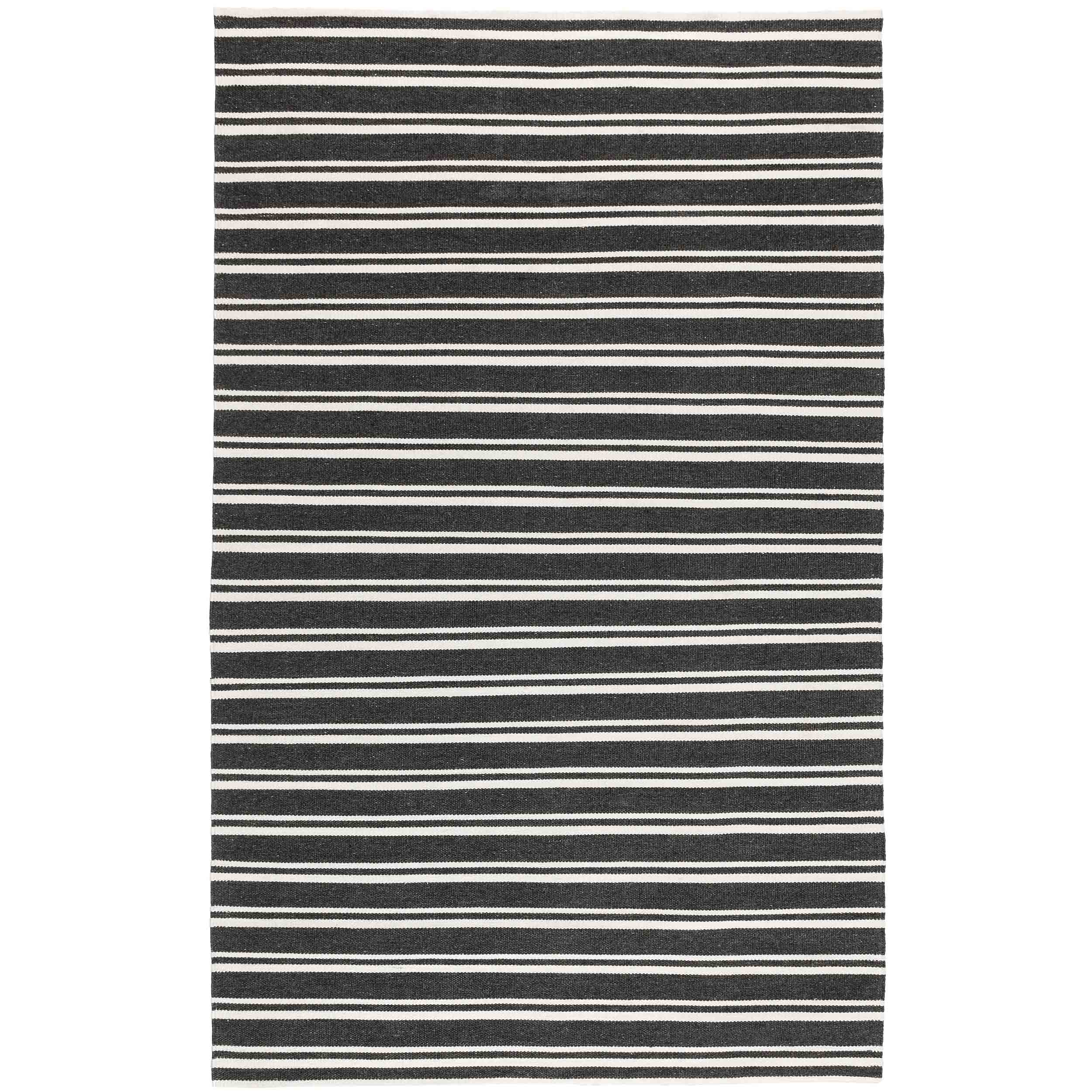 Palma Stripe Rug, Charcoal/Ivory