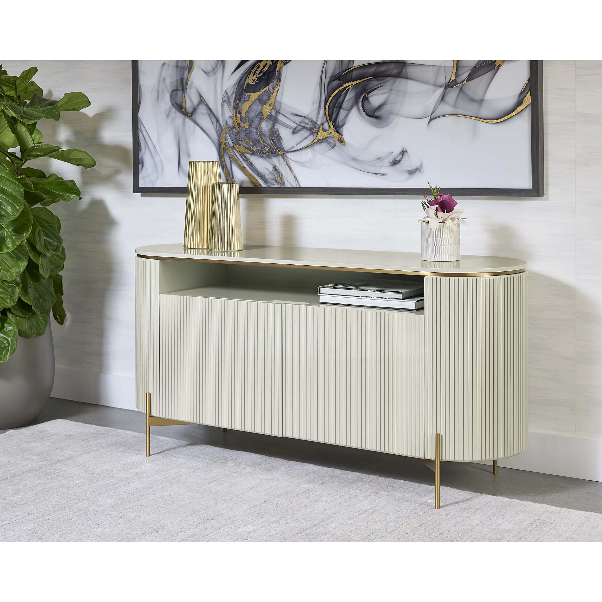 Paloma Sideboard, High Gloss Cream - Image 6