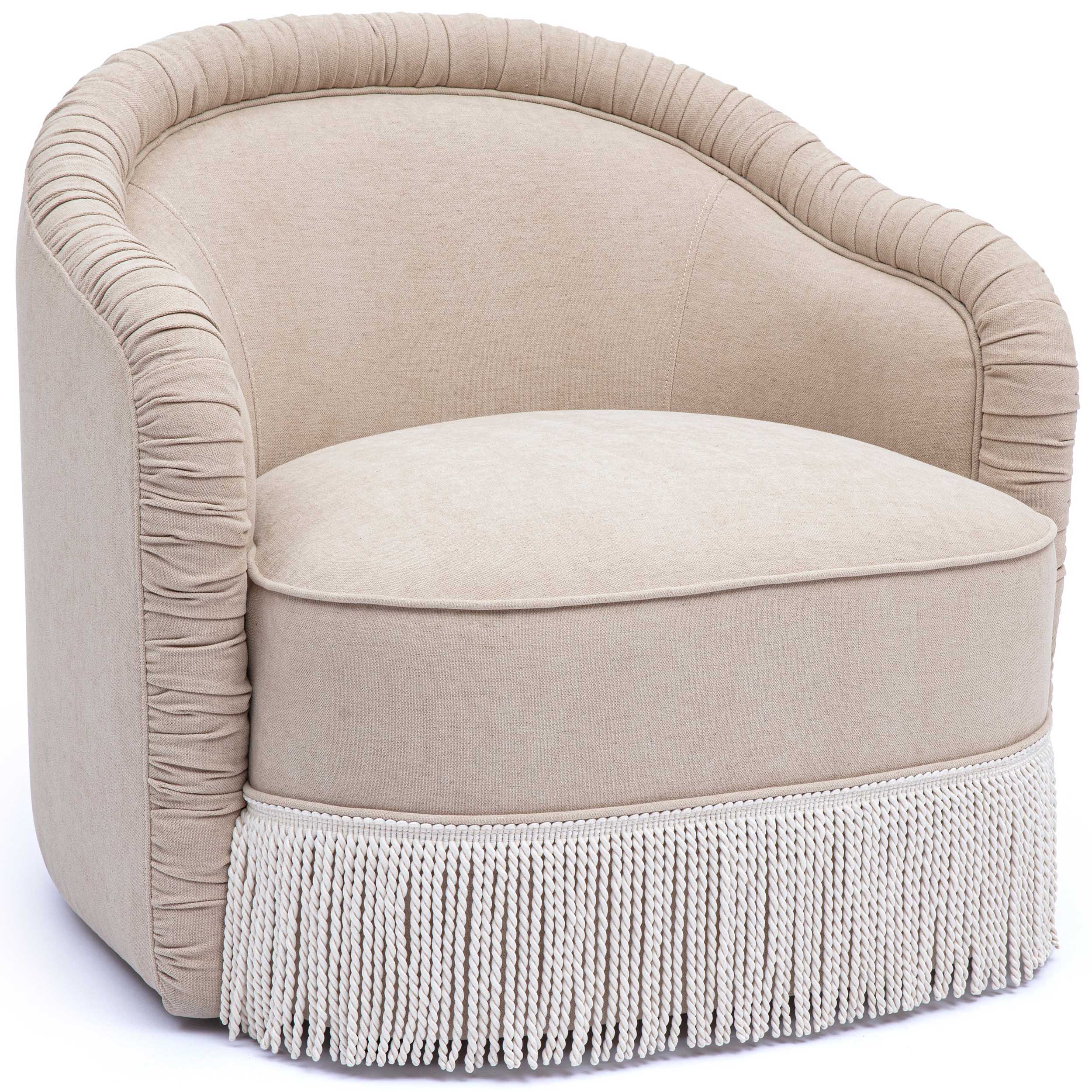Pamela Chenille Tasseled Lounge Chair, Tan