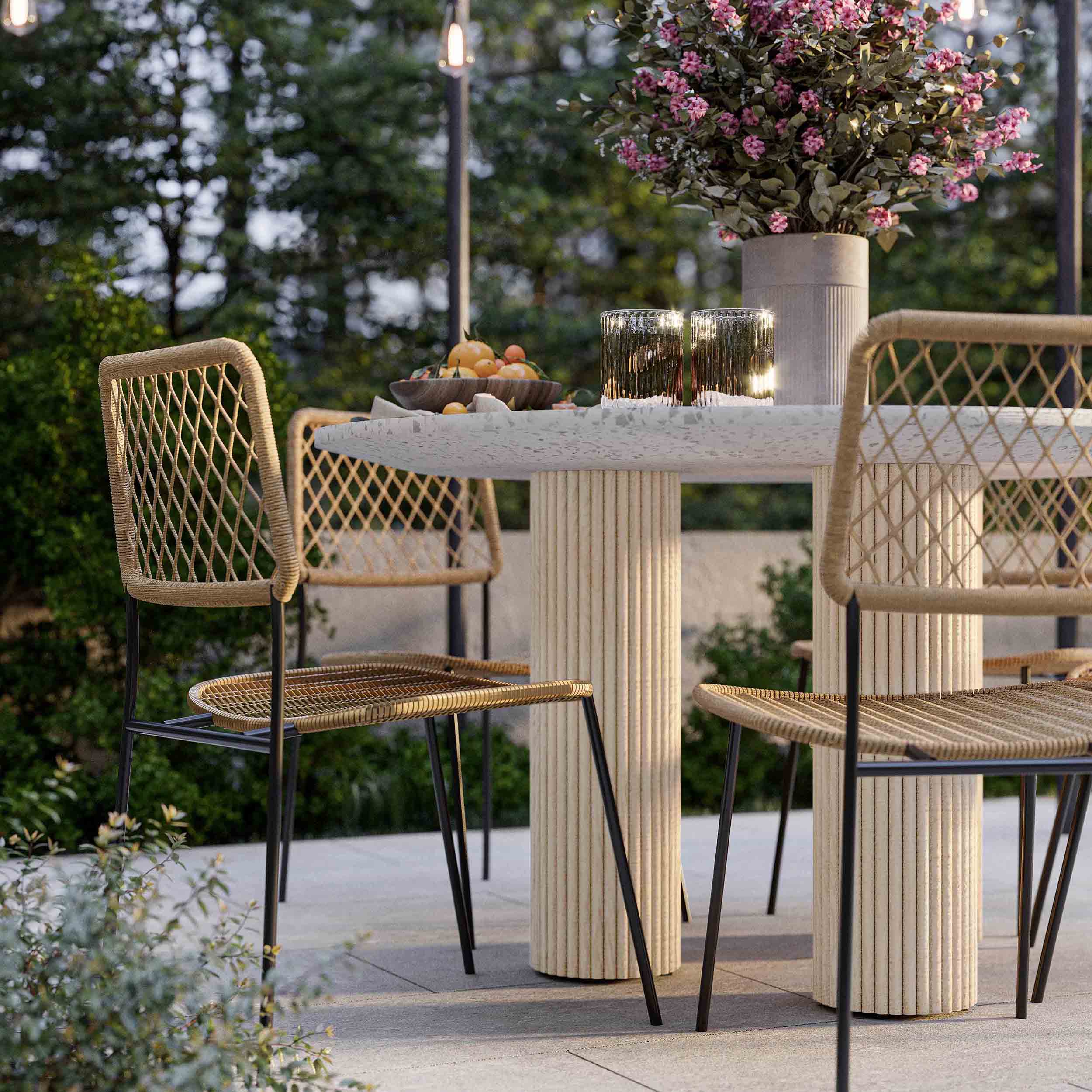 Parcino Outdoor Round Dining Table, Terrazzo - Image 7