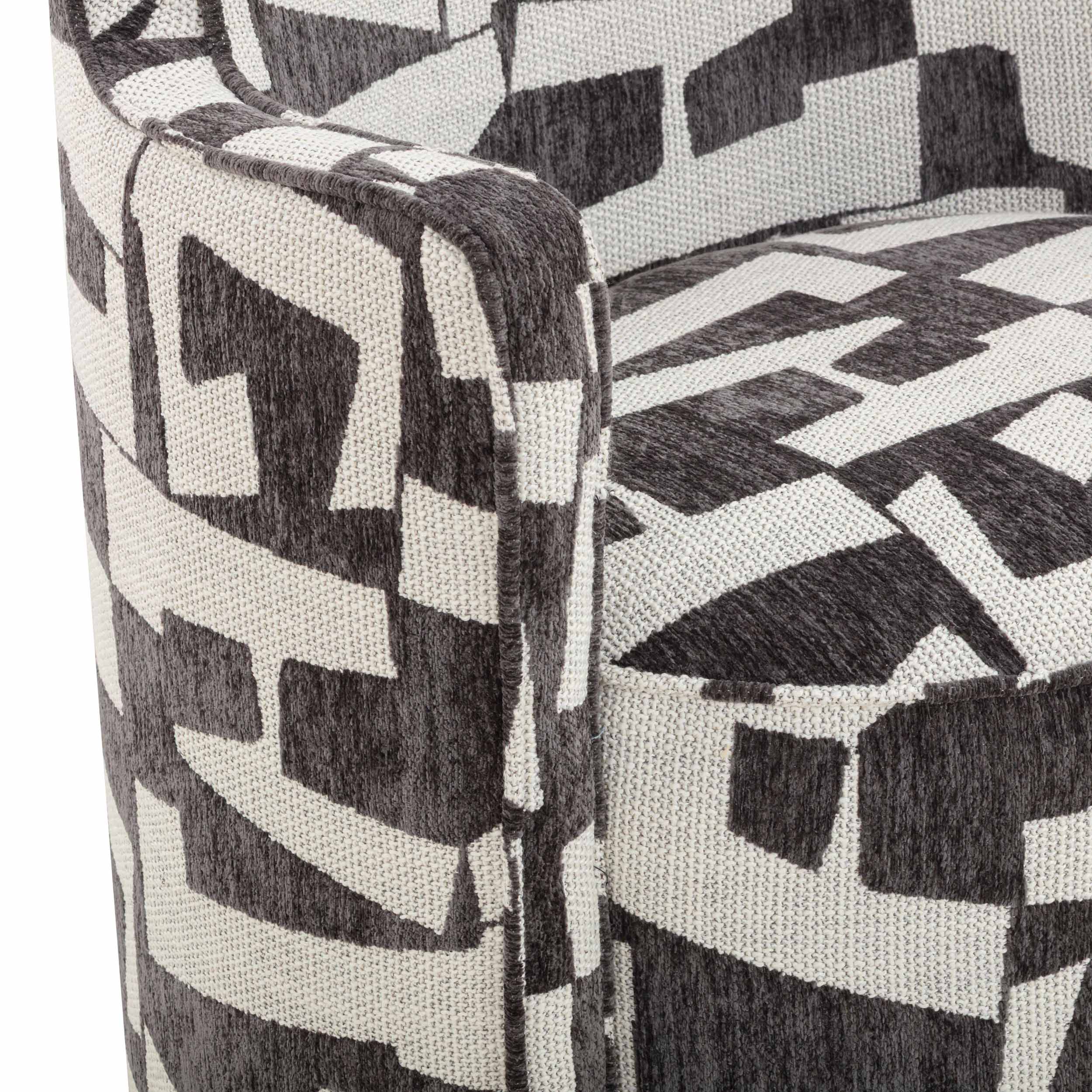Passe Jacquard Swivel Chair, Black - Image 5