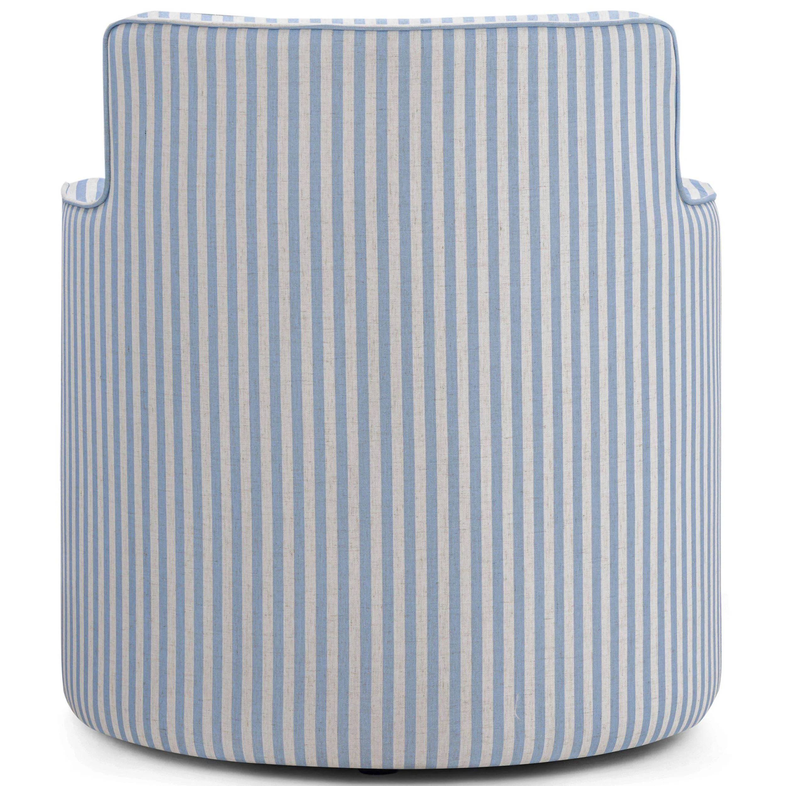 Passe Striped Swivel Chair, Blue Stripes - Image 4