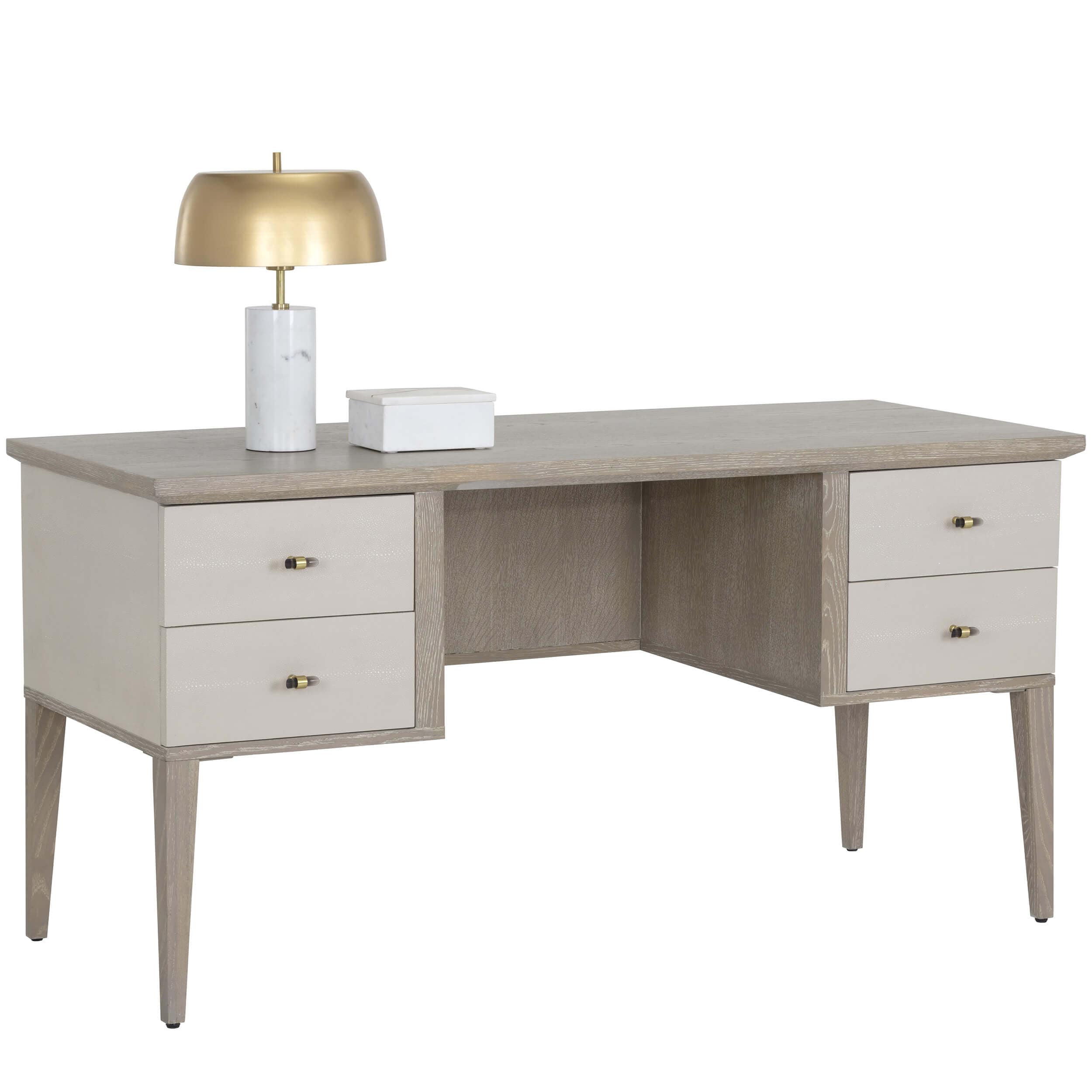 Pattinson Desk, White Ceruse/Cream Shagreen - Image 4