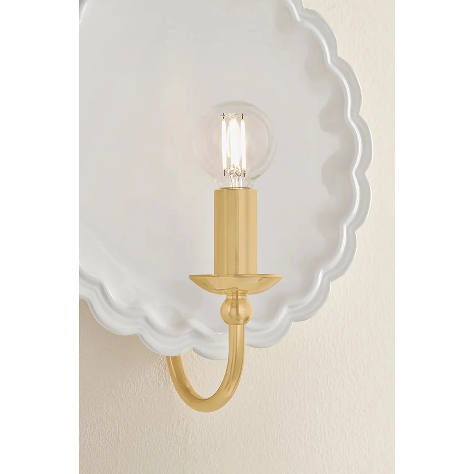 Paulette Wall Sconce, Aged Brass/Ceramic Gossamer Ivory - Image 4
