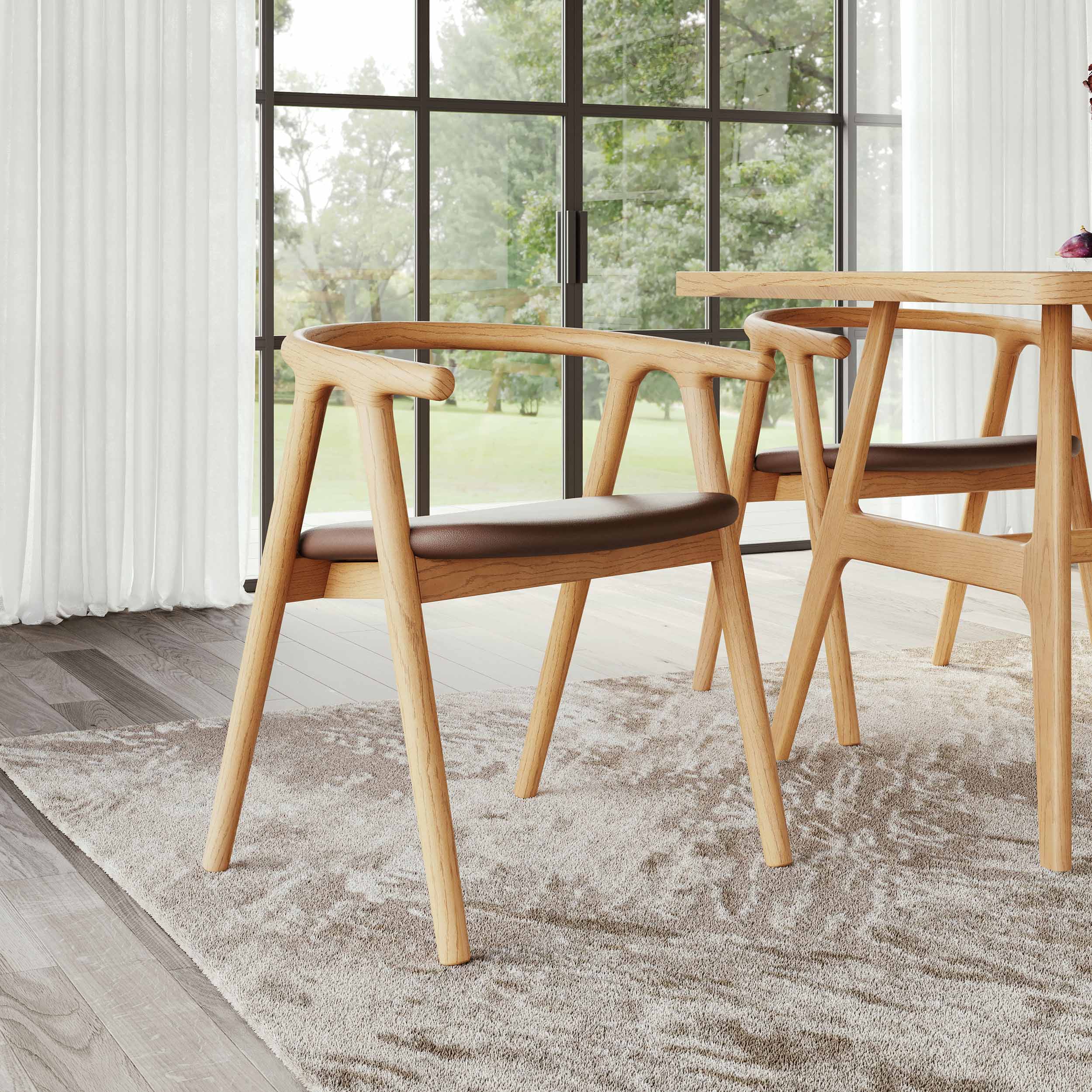 Peker Dining Chair, Brown/Natural, Set of 2 - Image 5