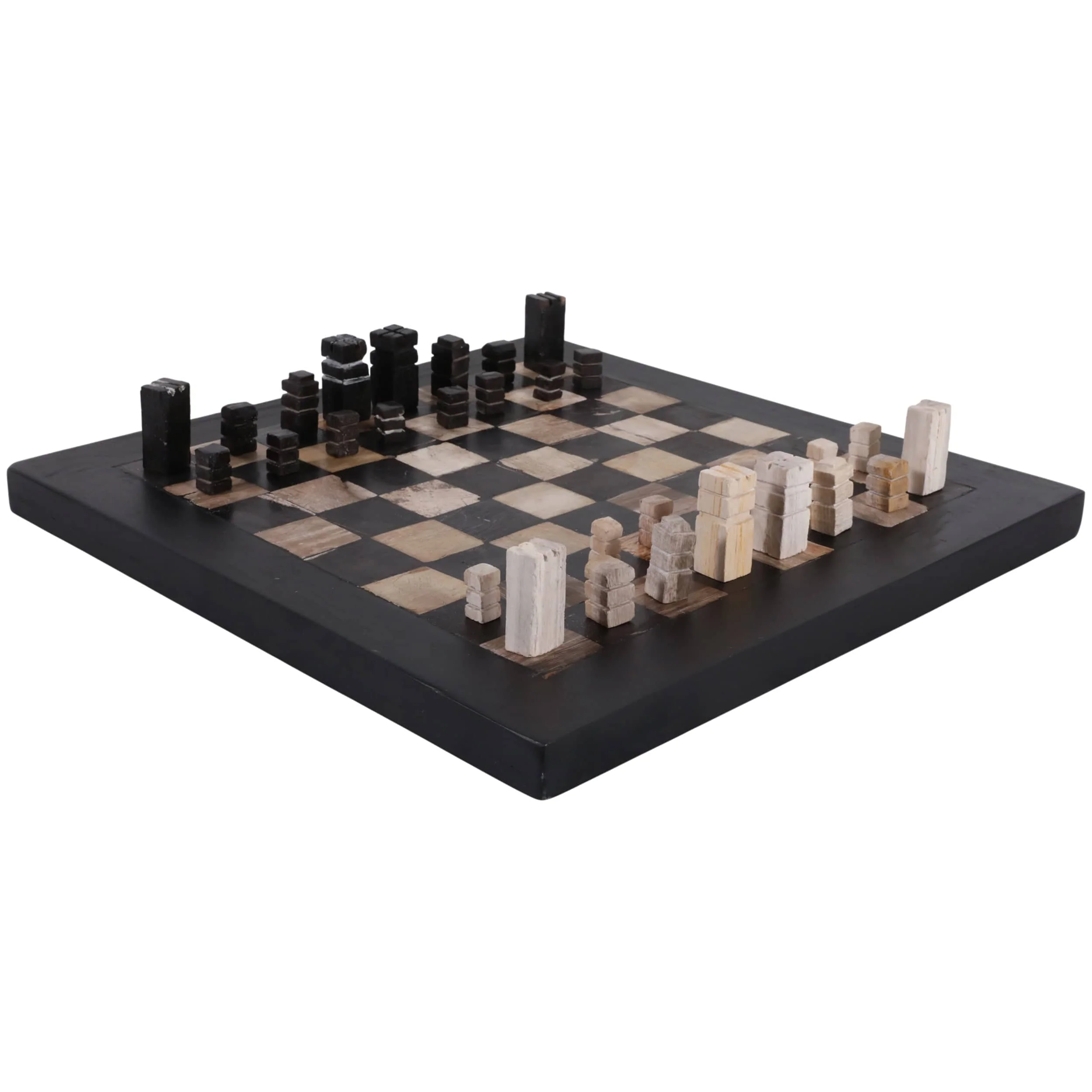 Petrified Wood Chess Set, Black/Ivory - Image 2