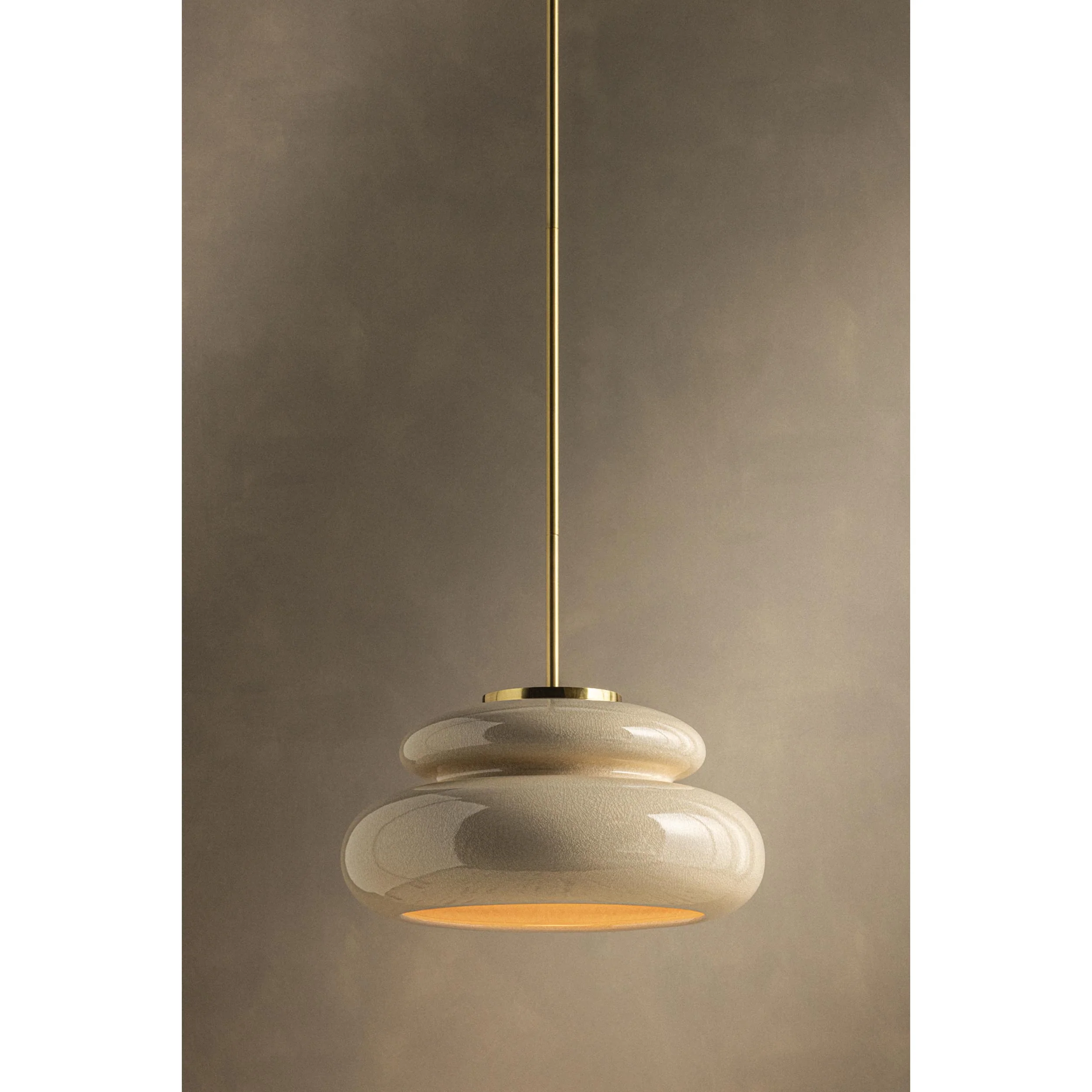Pia Pendant, Aged Brass/Ceramic Butter Crackle - Image 6