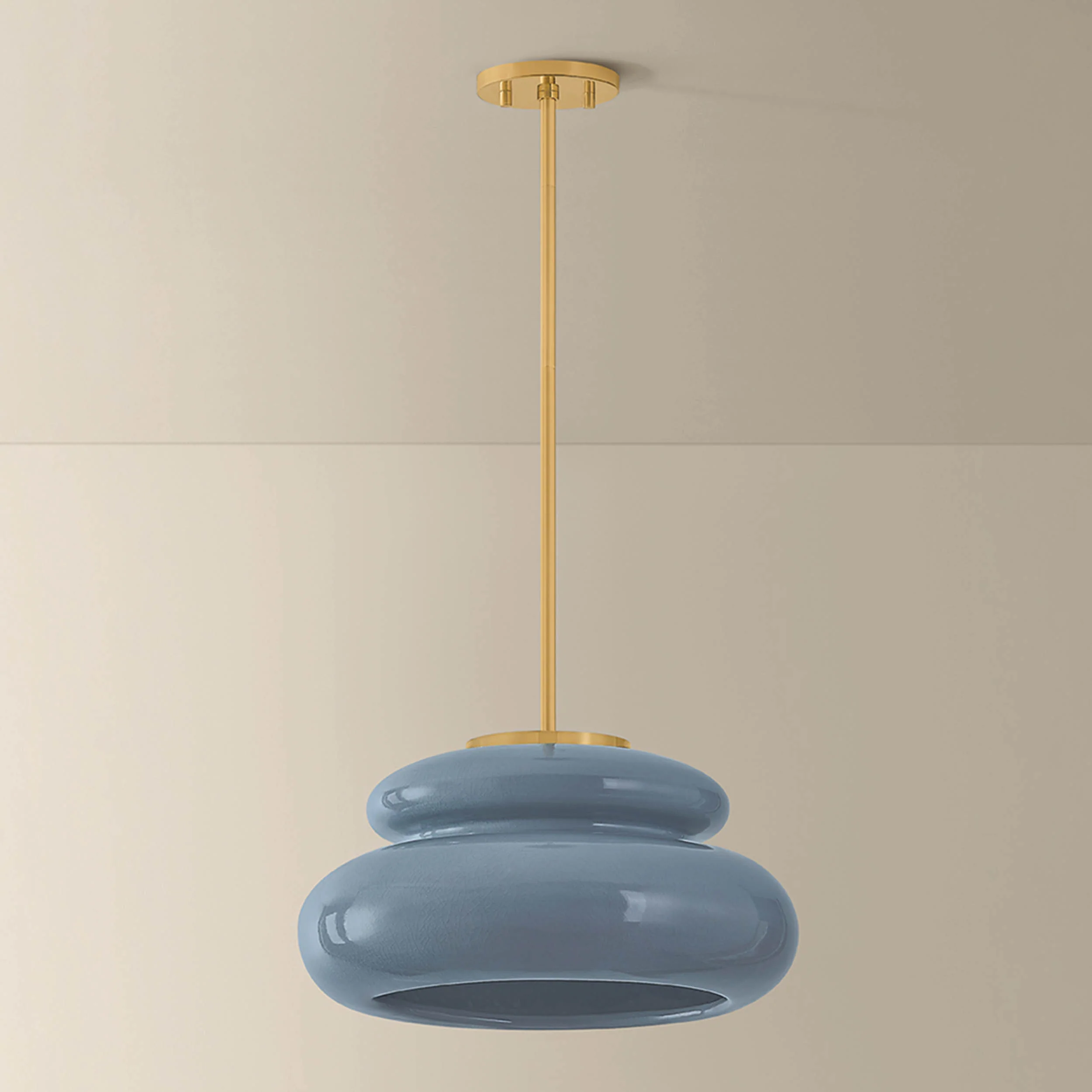 Pia Pendant, Aged Brass/Ceramic Chateau Crackle - Image 2