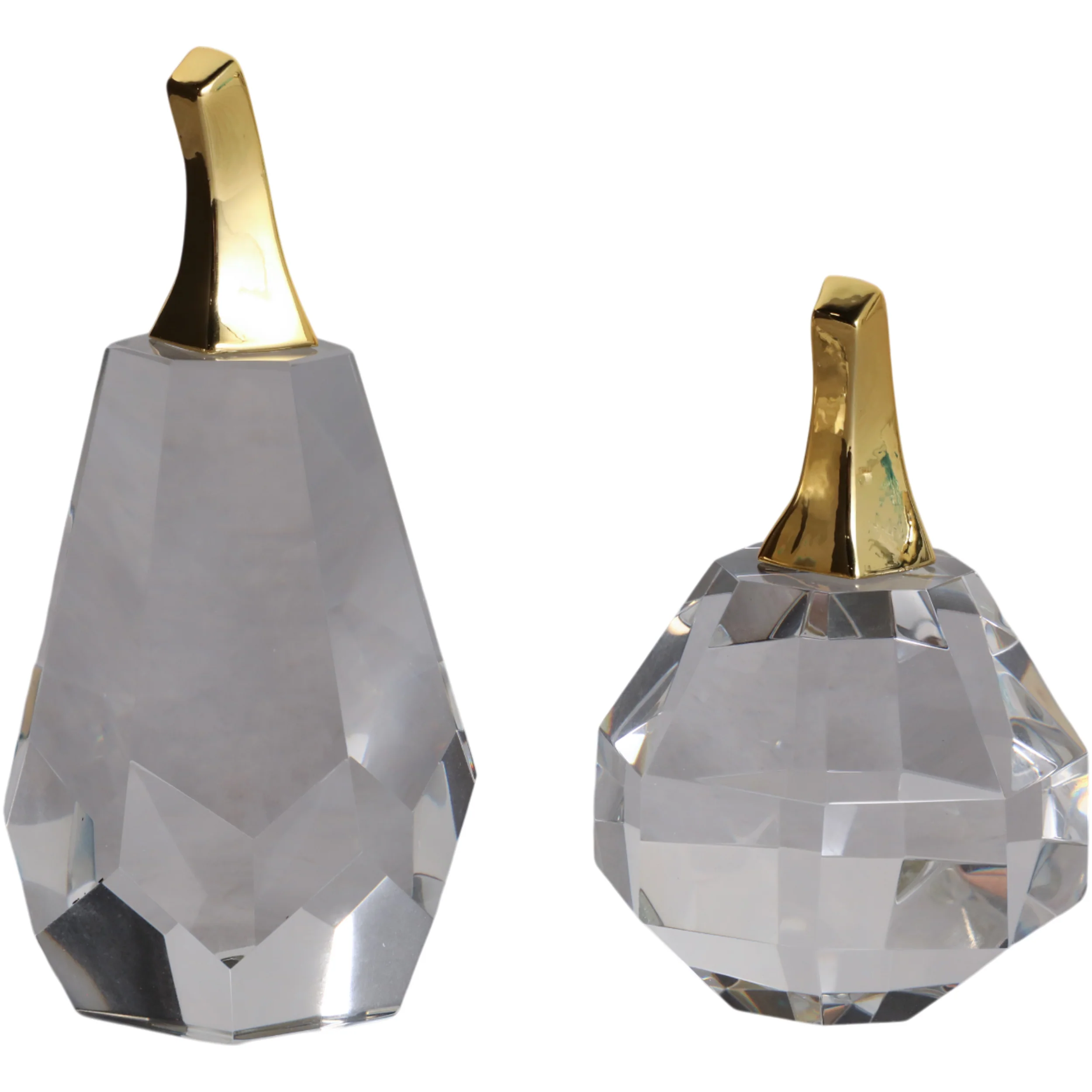 Pima Crystal Pear and Apple, Clear, Set of 2
