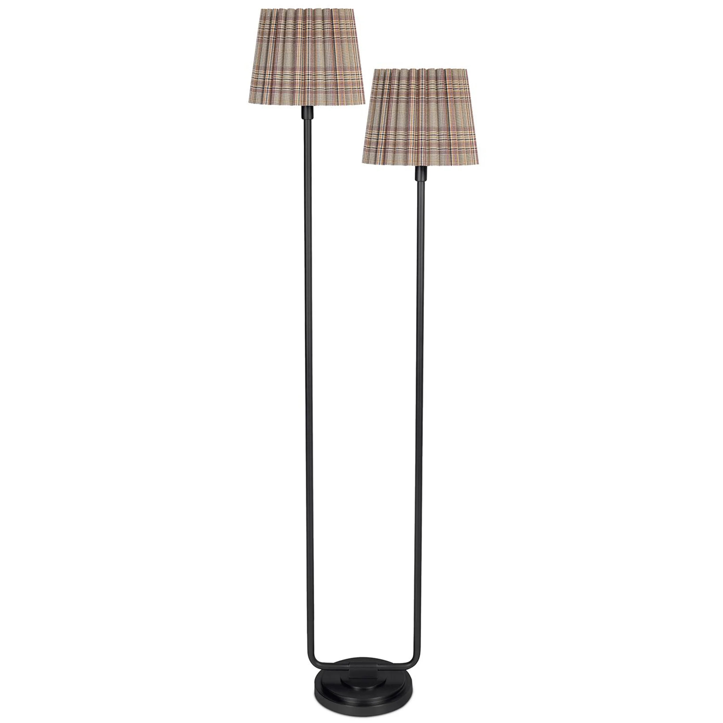 Polly Floor Lamp, Blackened Brass/Heritage Plaid