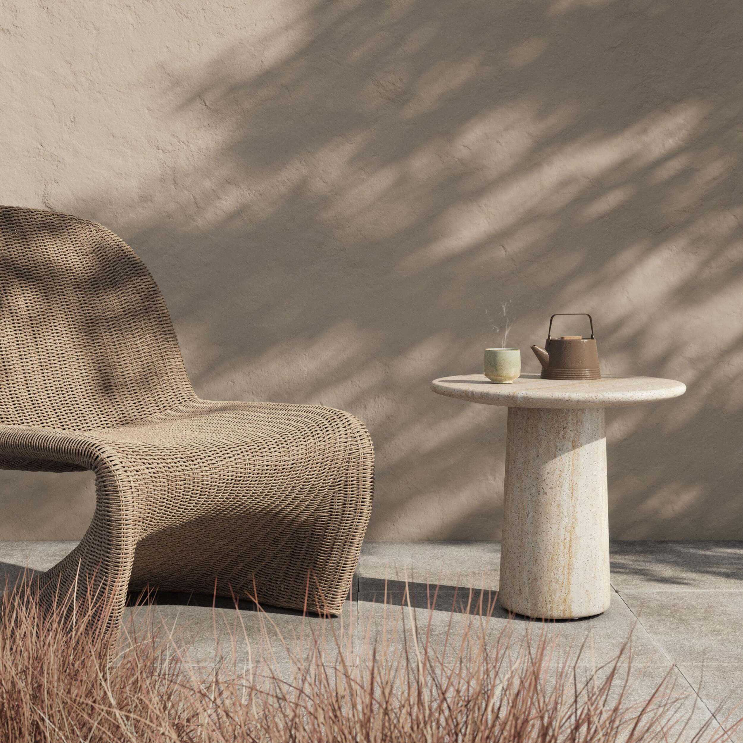 Poole Outdoor End Table, Textured Sand by Four Hands - Image 3