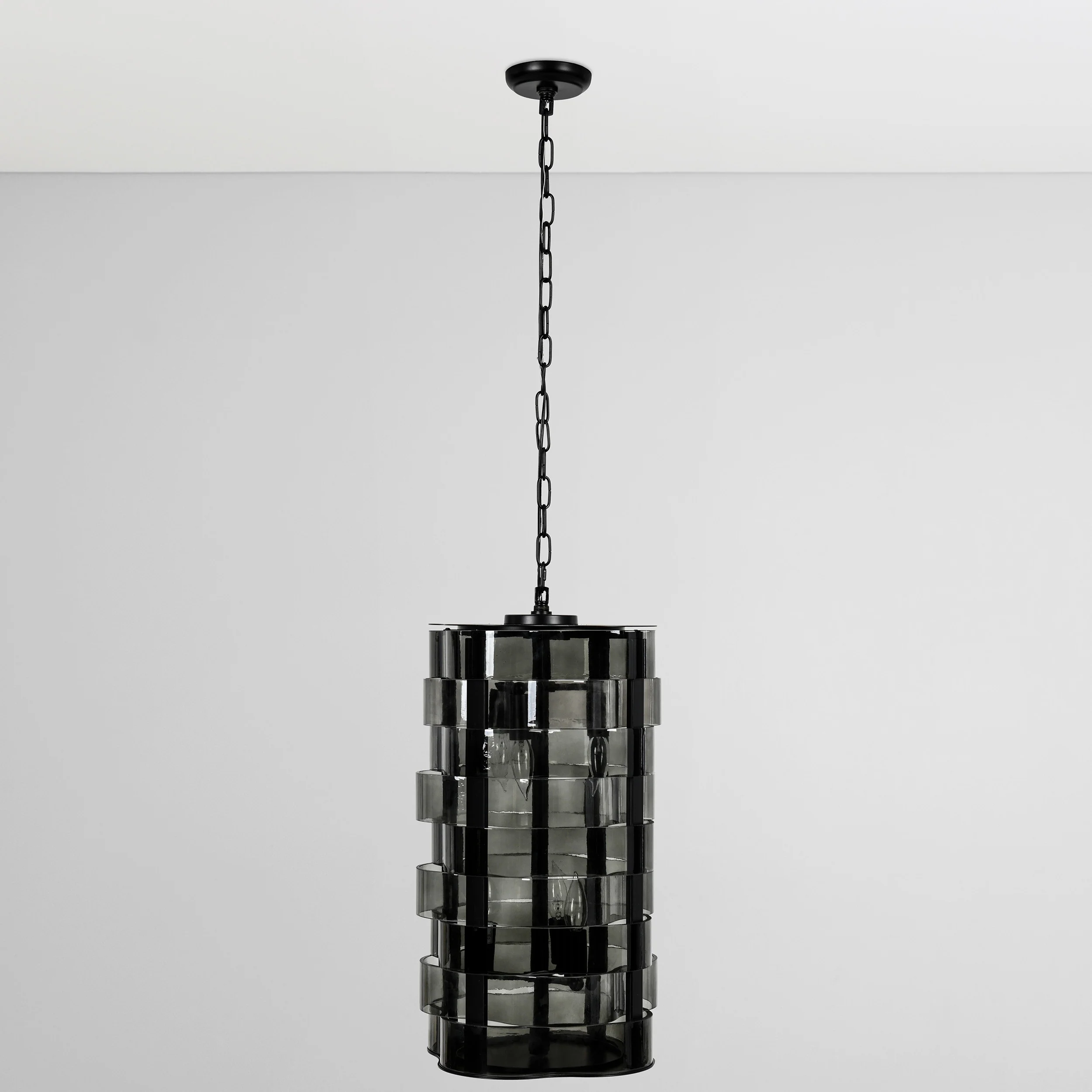 Poppy Tall Chandelier, Smoke Grey