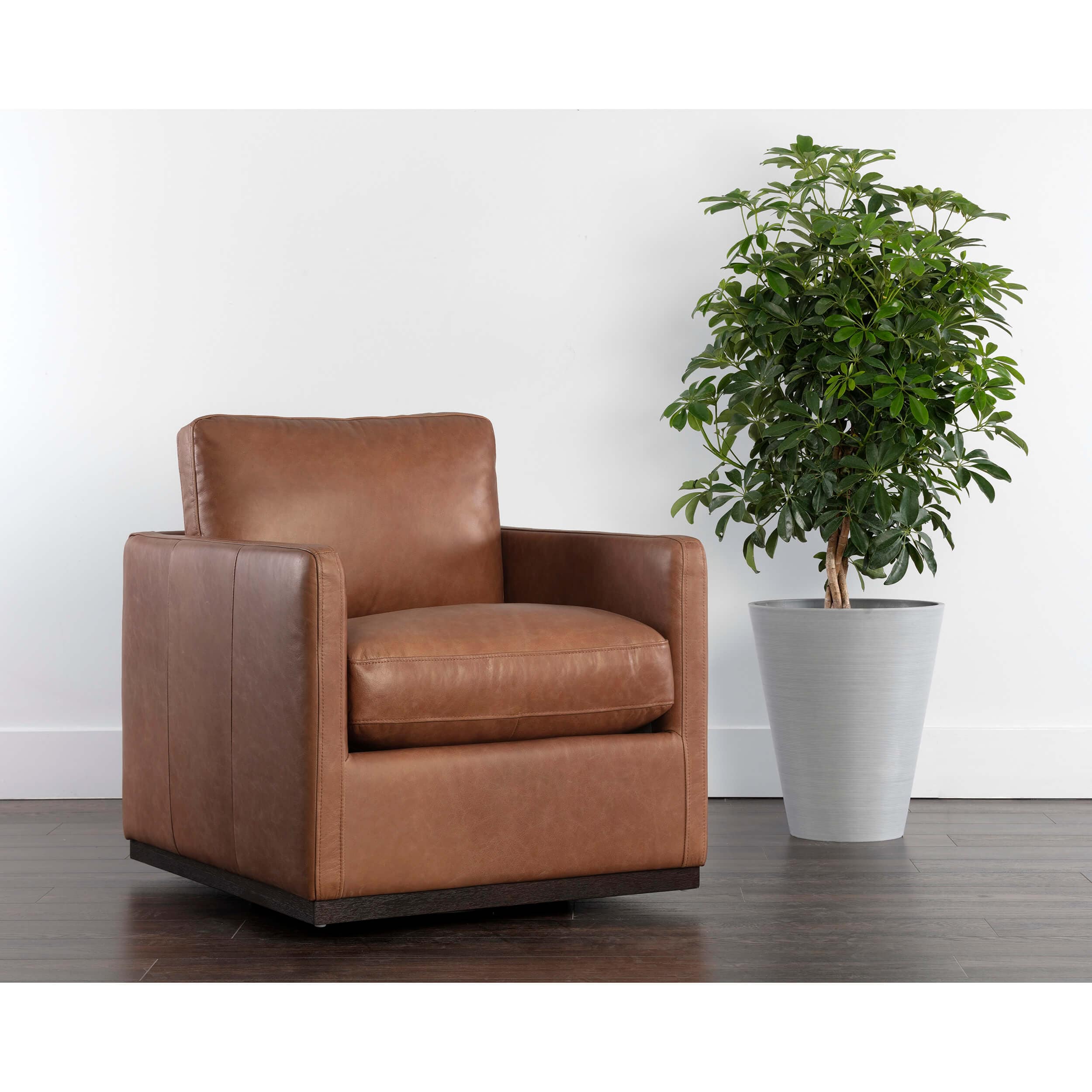 Portman Leather Swivel Chair, Marseille Camel - Image 6