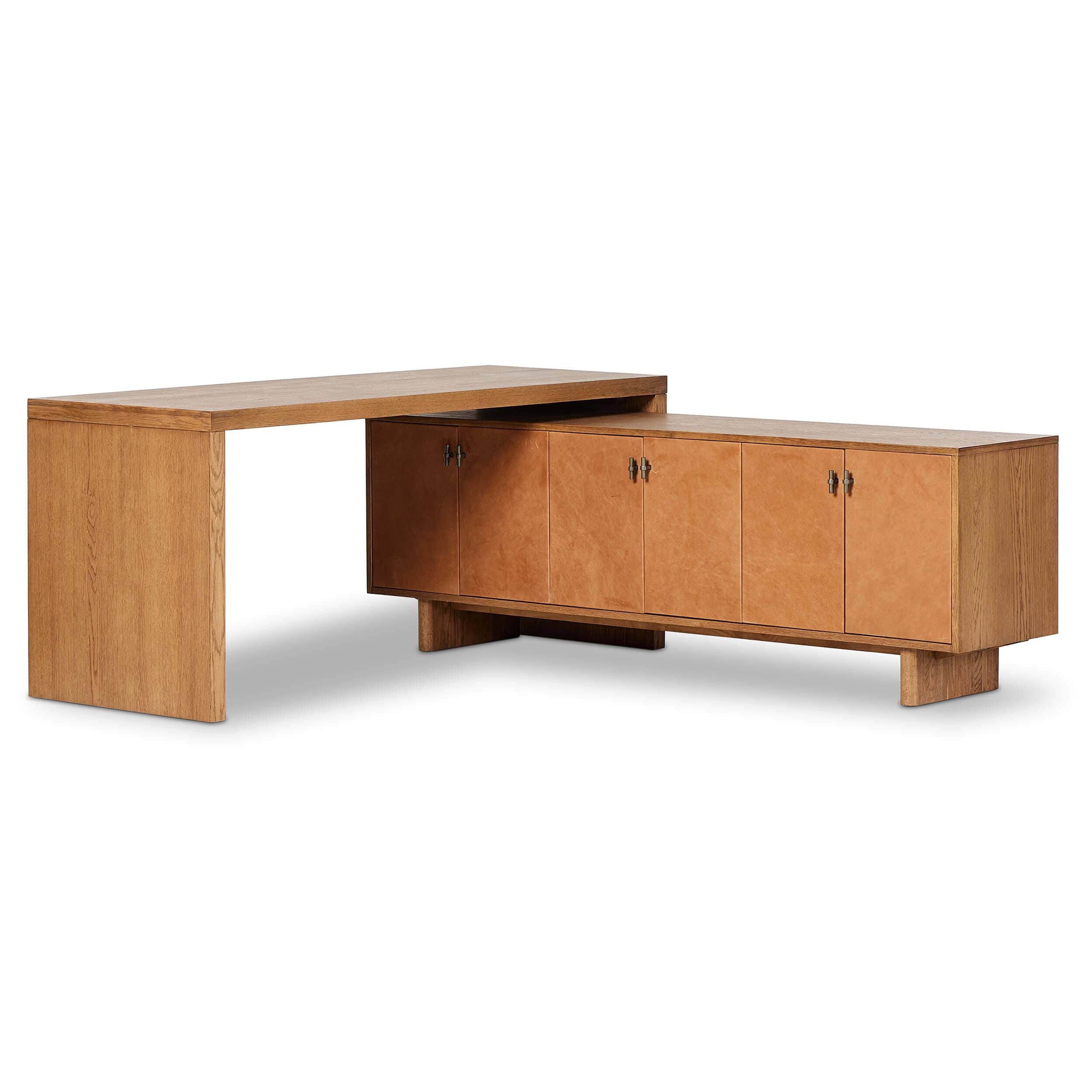Posada L-Shaped Desk, Amber by Four Hands