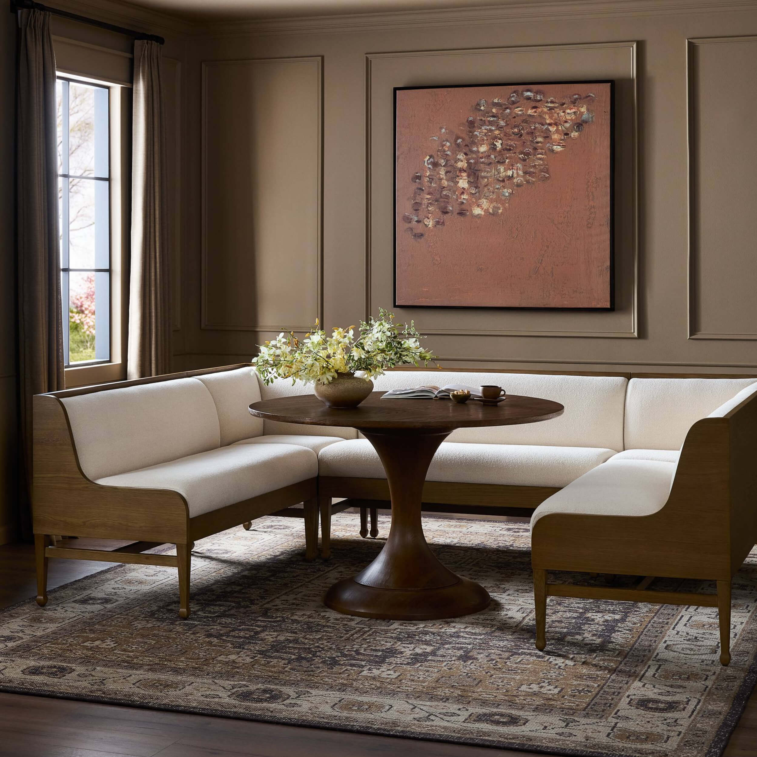 Priscilla U Shape Dining Banquette, Wayfarer Snow by Four Hands - Image 12