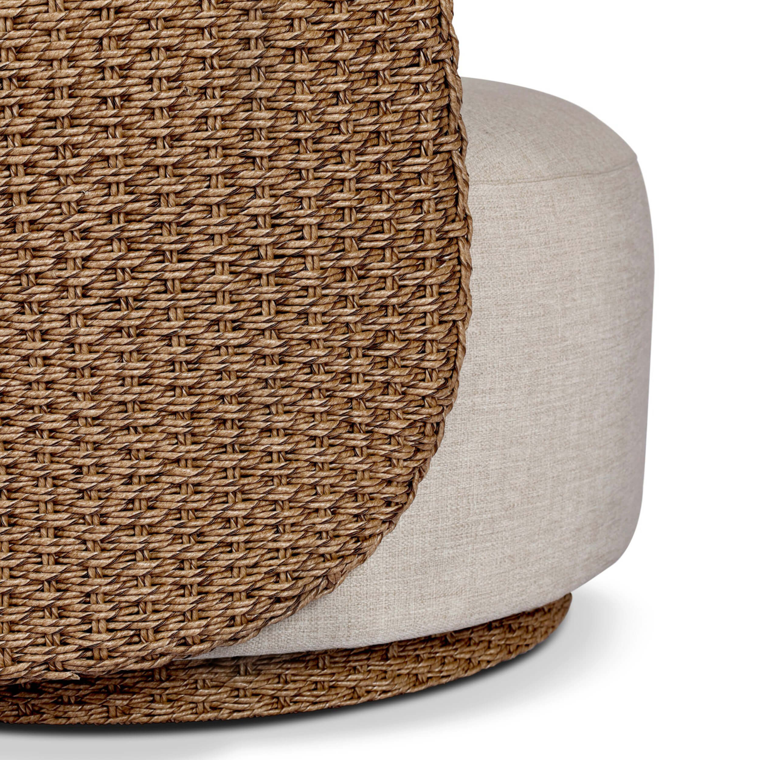 Quaid Outdoor Swivel Chair, Alessi Buff/Woven by Four Hands - Image 4