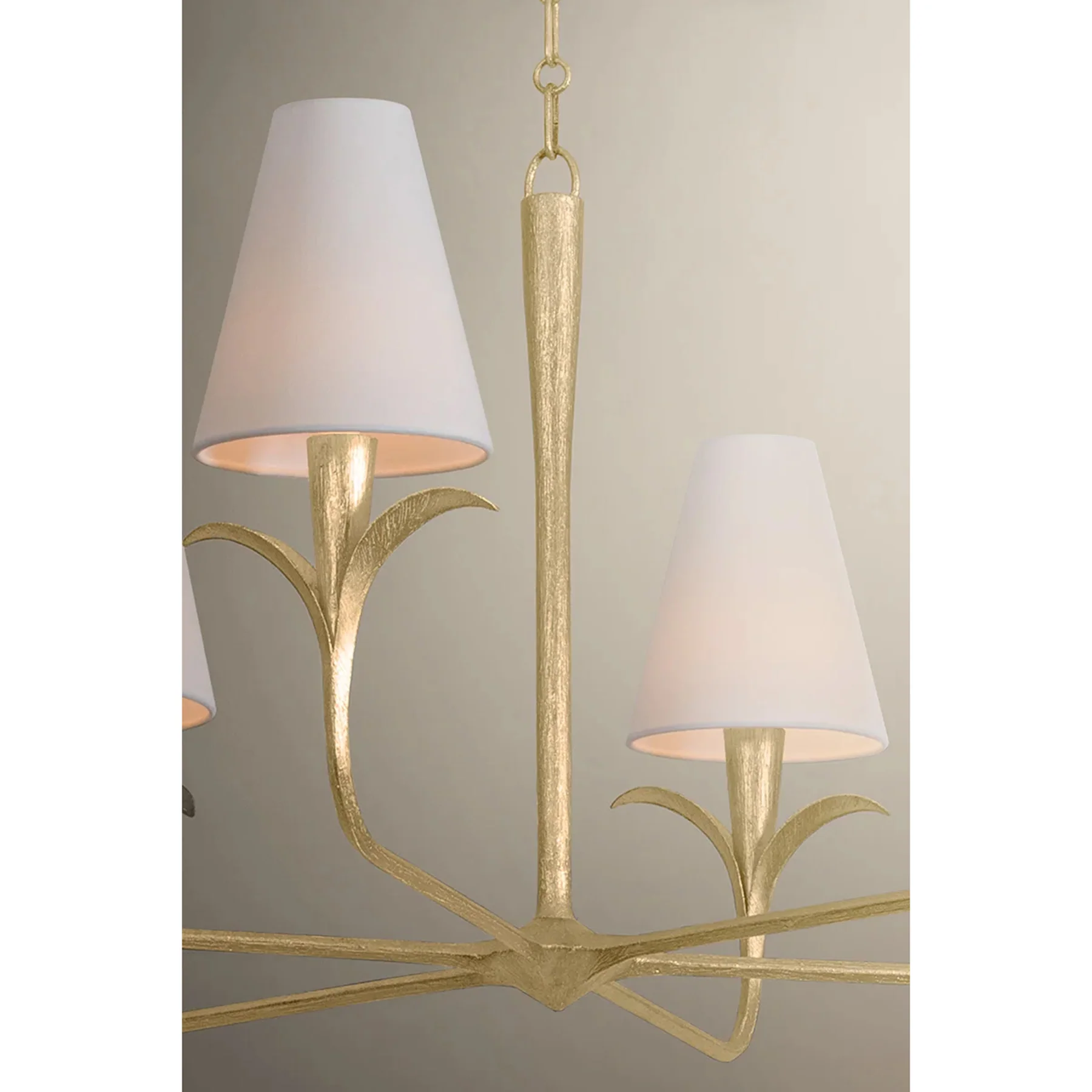Quill 6 Light Chandelier, Gilded Ivory - Image 4