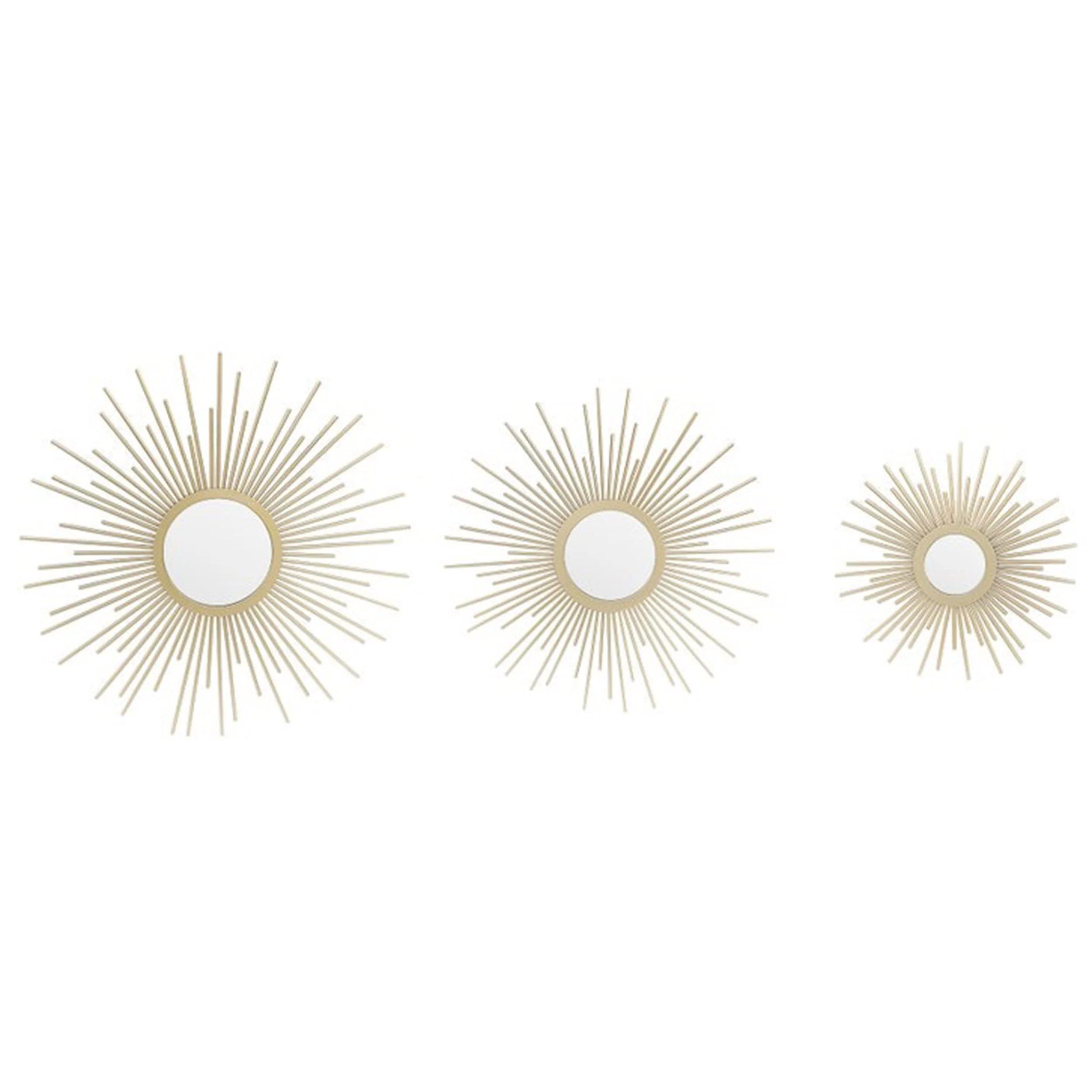 Radiance Wall Mirrors, Gold, Set of 3