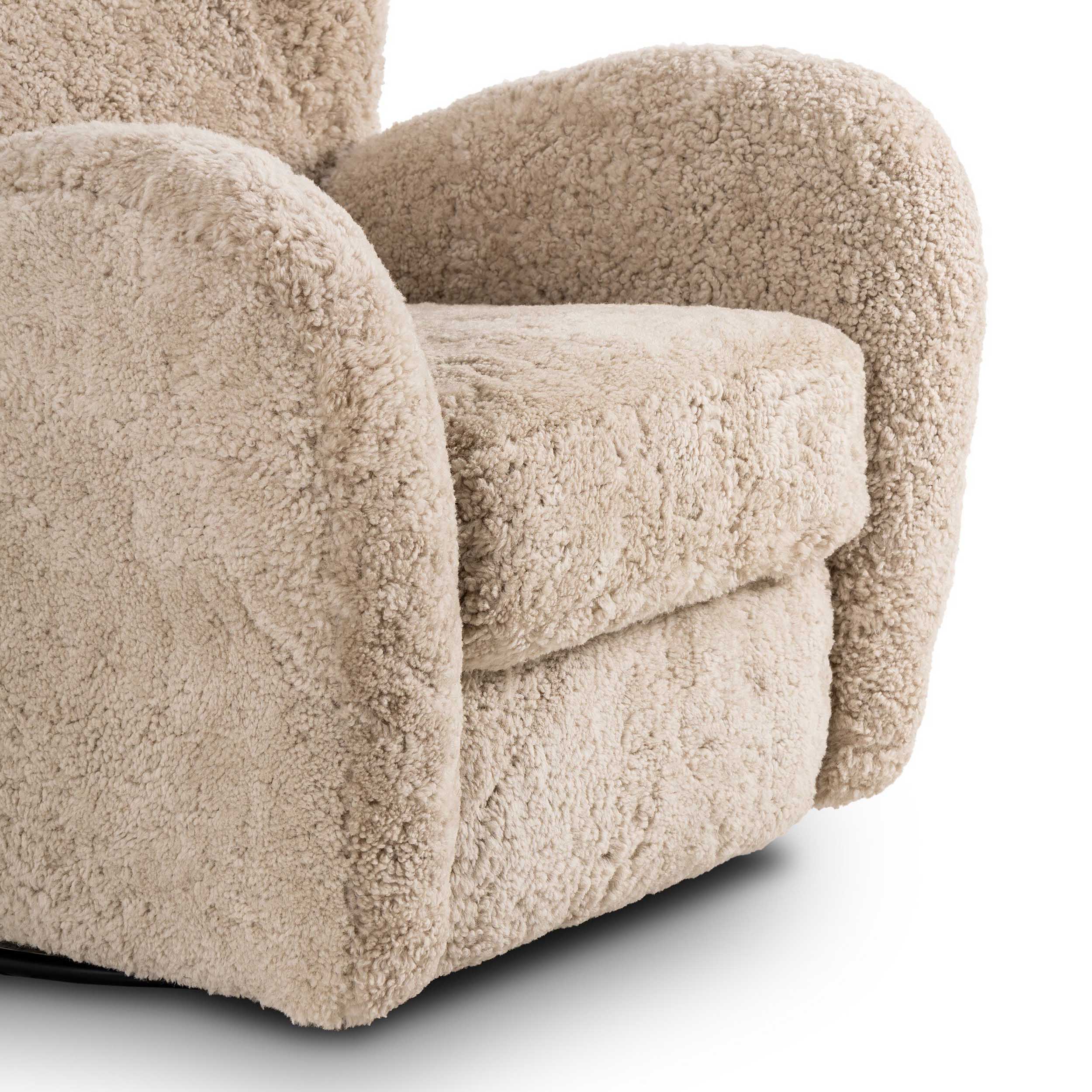 Amelie Swivel Recliner, Beige Shearling by Four Hands - Image 6