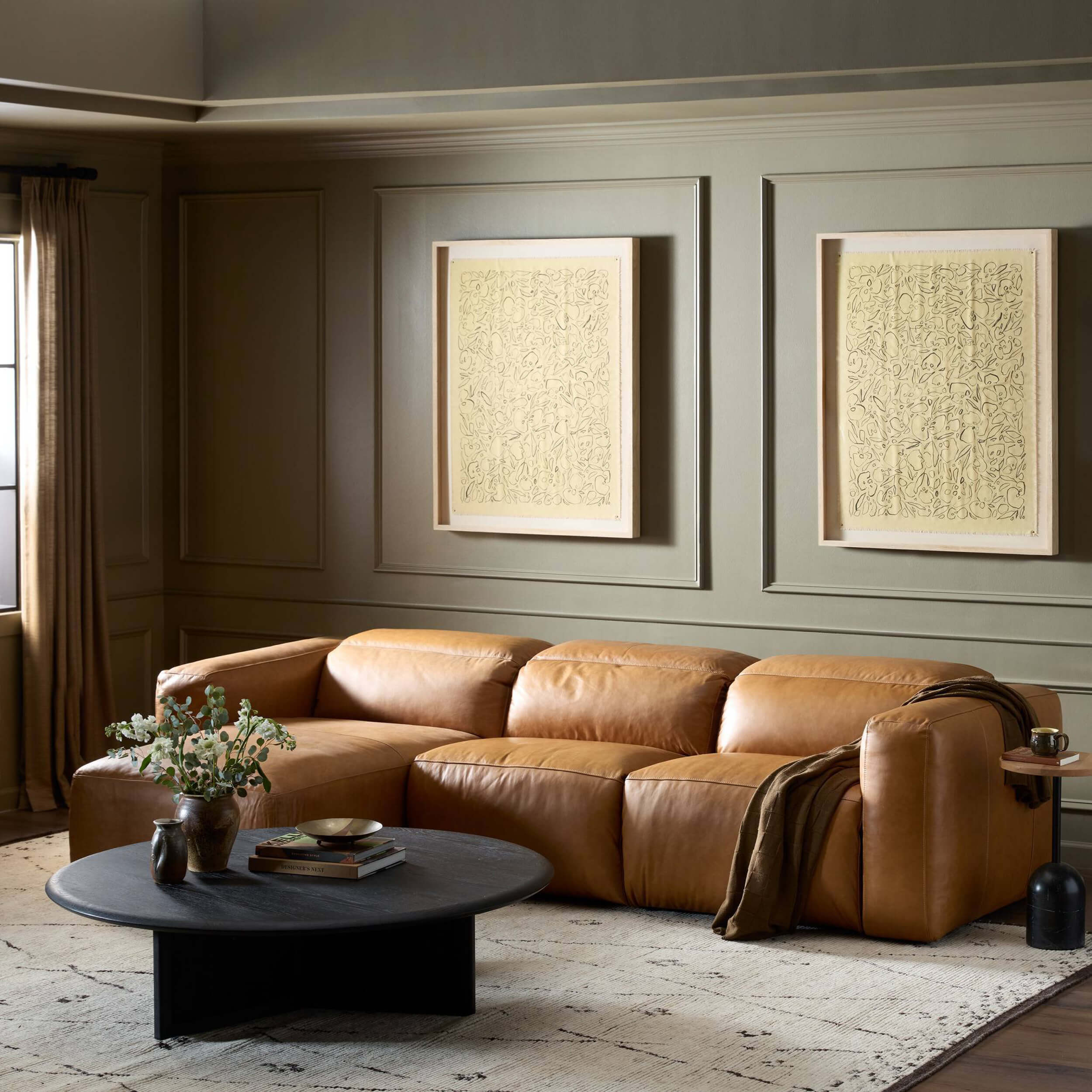 Radley 3 Piece Power Recliner Leather Sectional w/Left Chaise, Sonoma Butterscotch - Image 5