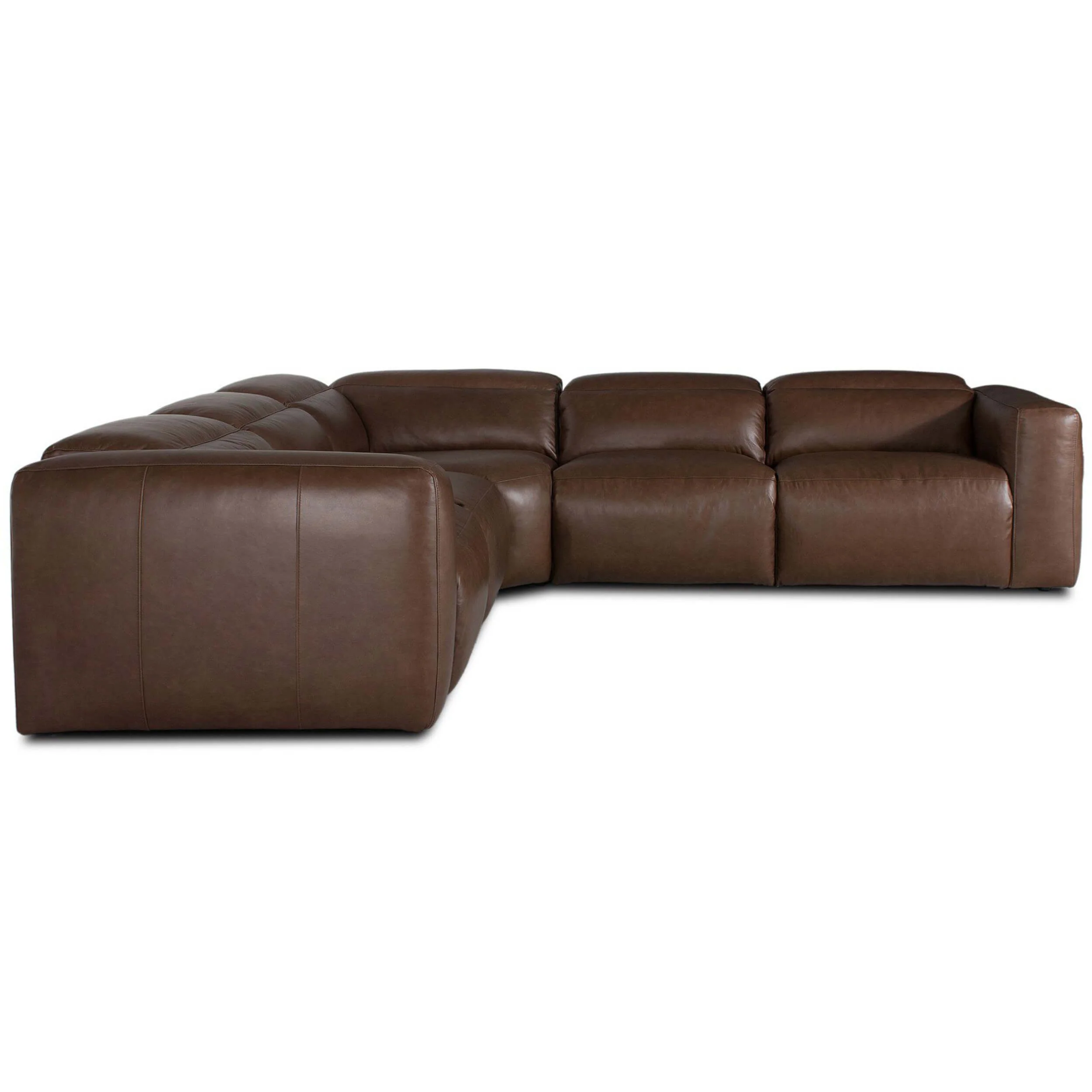 Radley 5 Piece Leather Power Recliner Sectional, Sonoma Coco - Image 3
