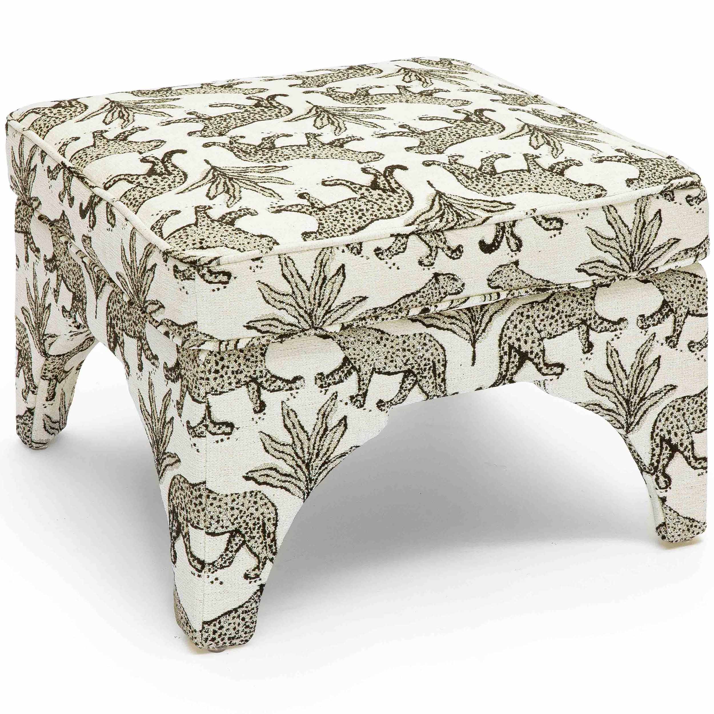 Raji Leopard Ottoman, Taupe - Image 3