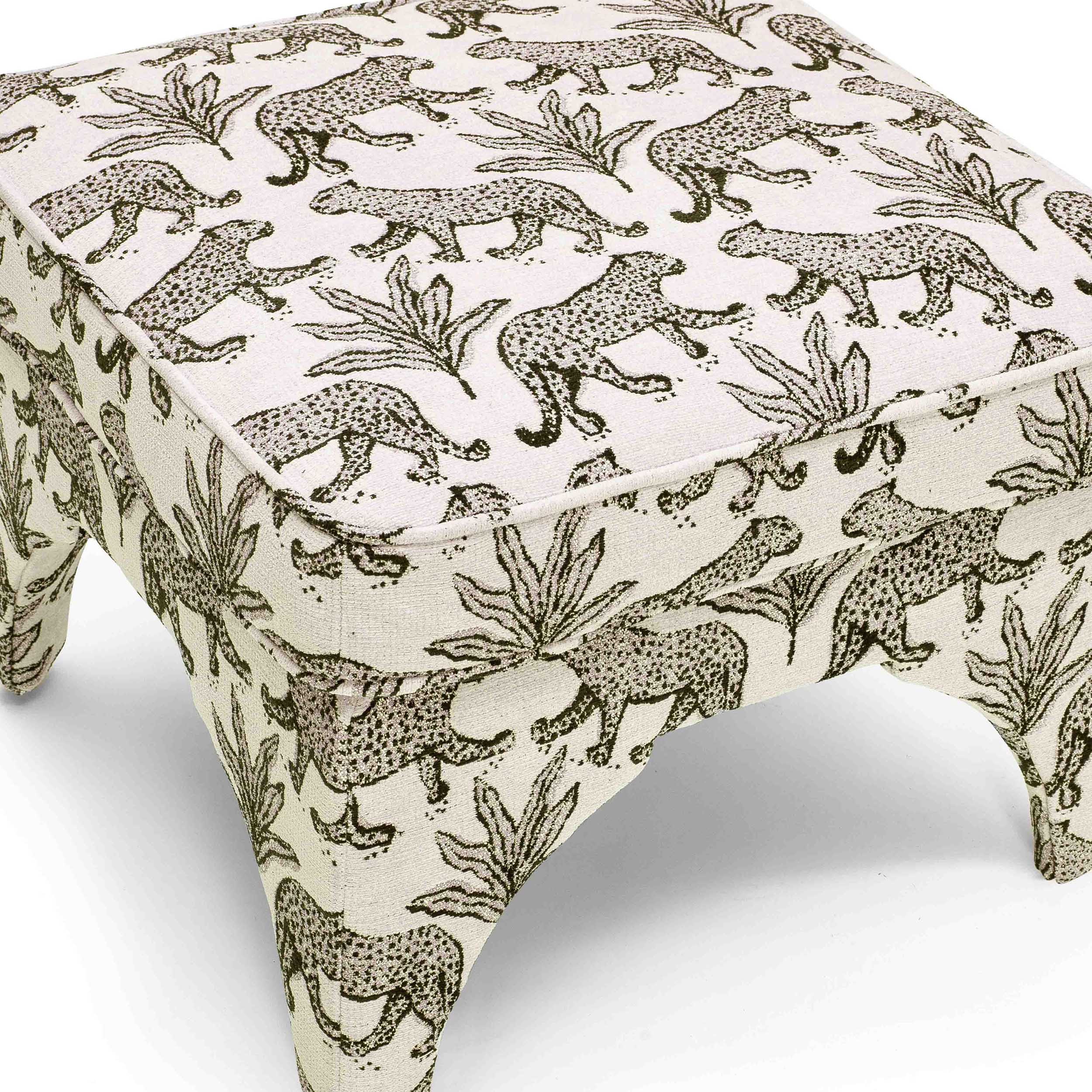 Raji Leopard Ottoman, Taupe - Image 4