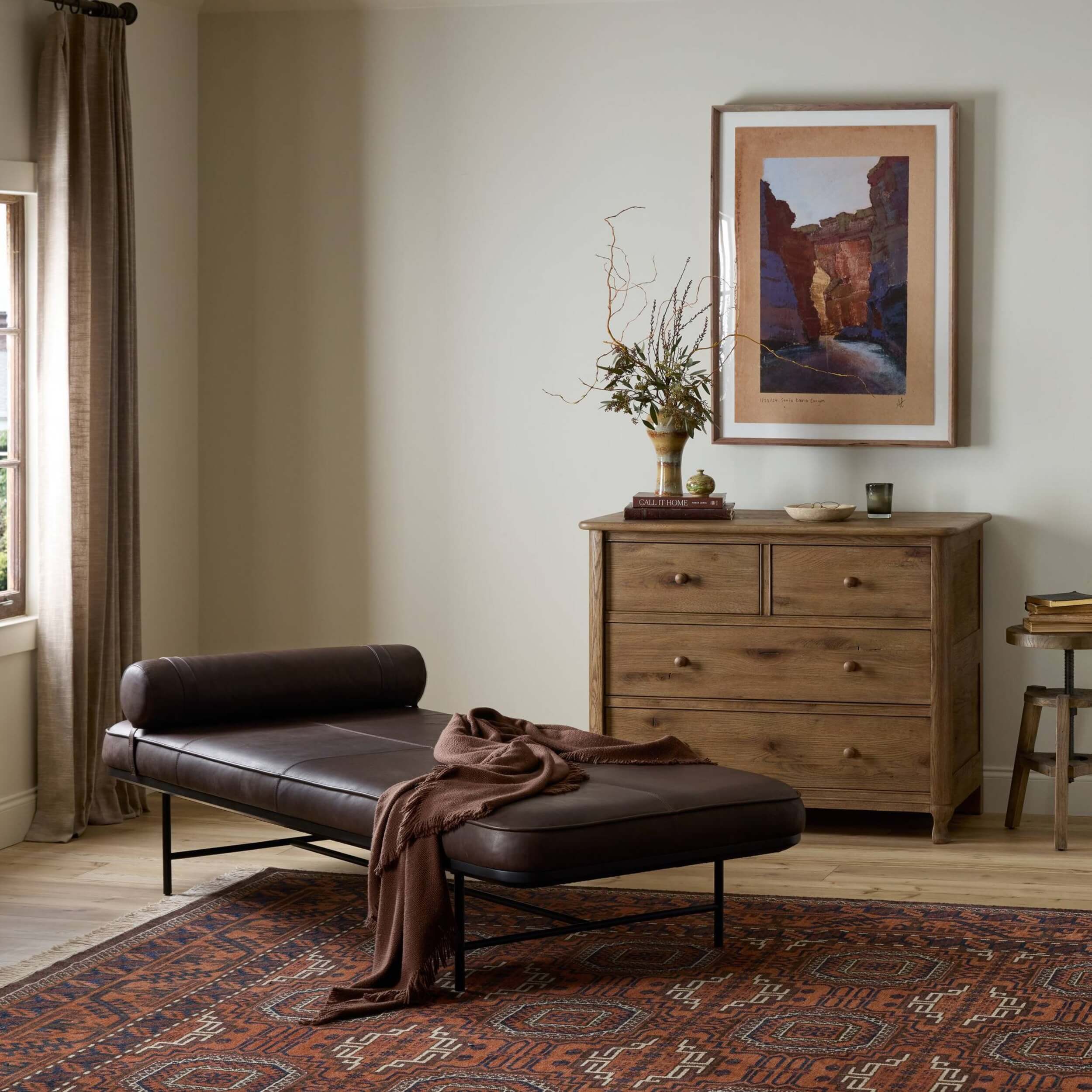 Rakesh Leather Chaise, Heirloom Cigar by Four Hands - Image 6