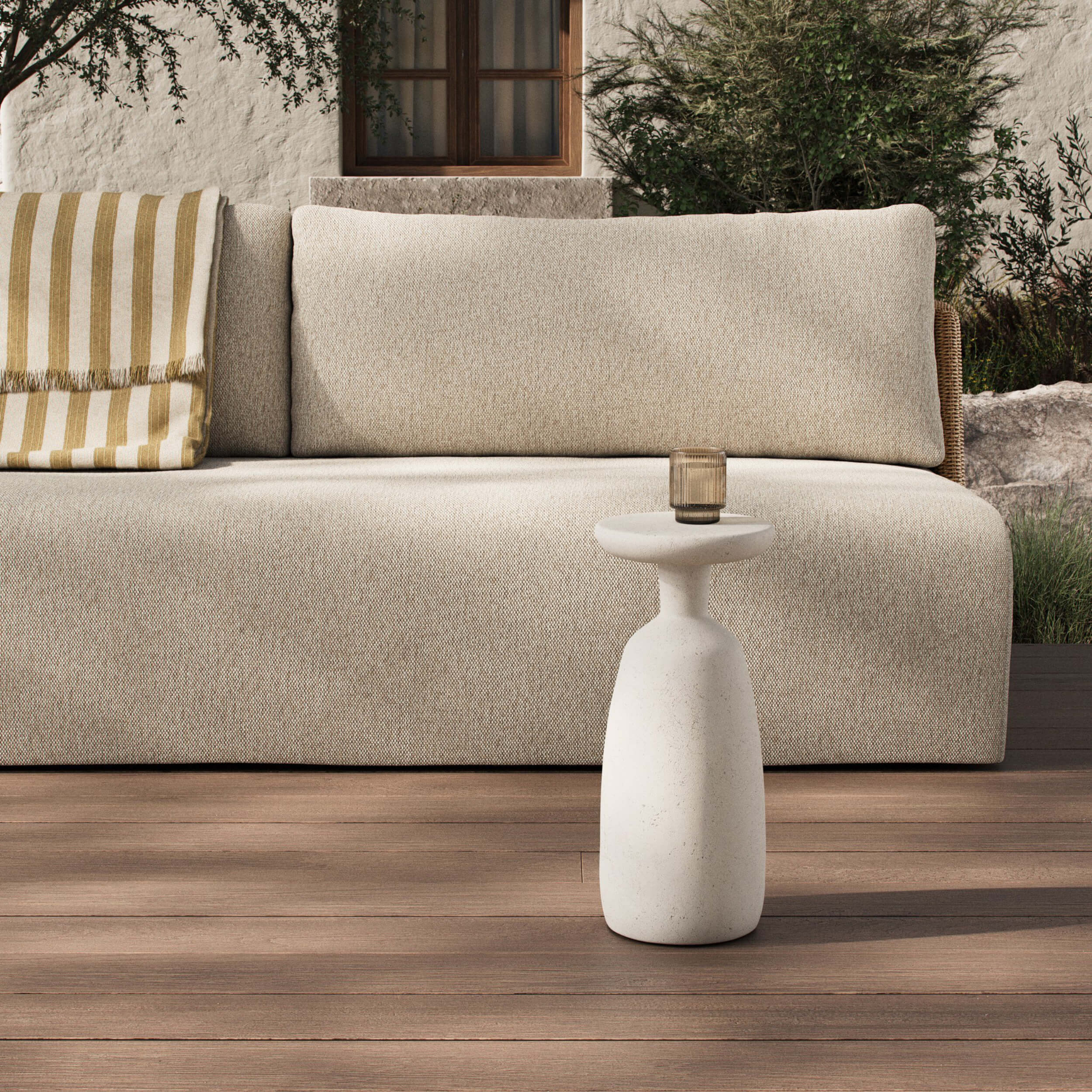 Ramara Outdoor Nesting End Table, Aged White by Four Hands - Image 12