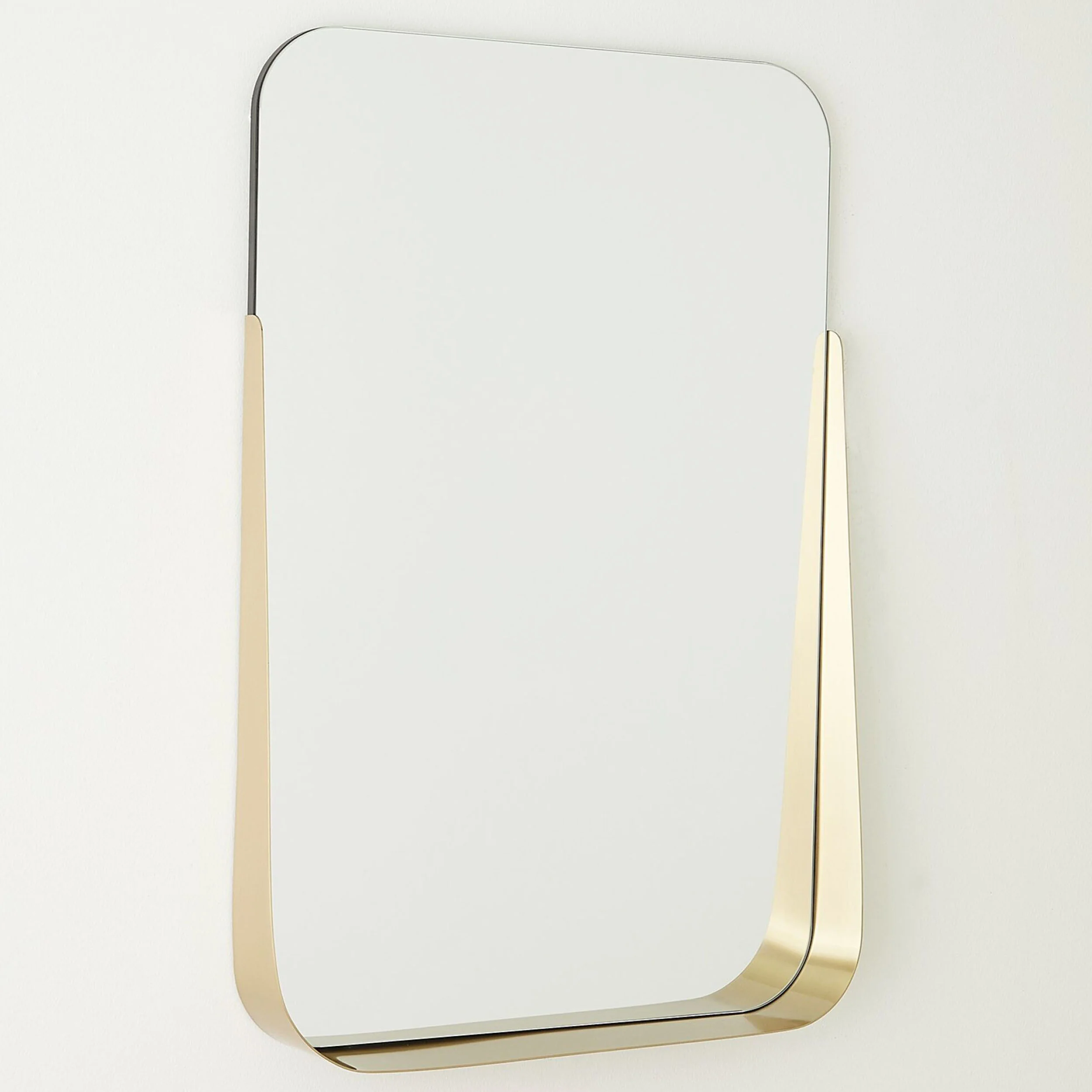 Rectangle Mirror w/ Shelf, Brass - Image 2