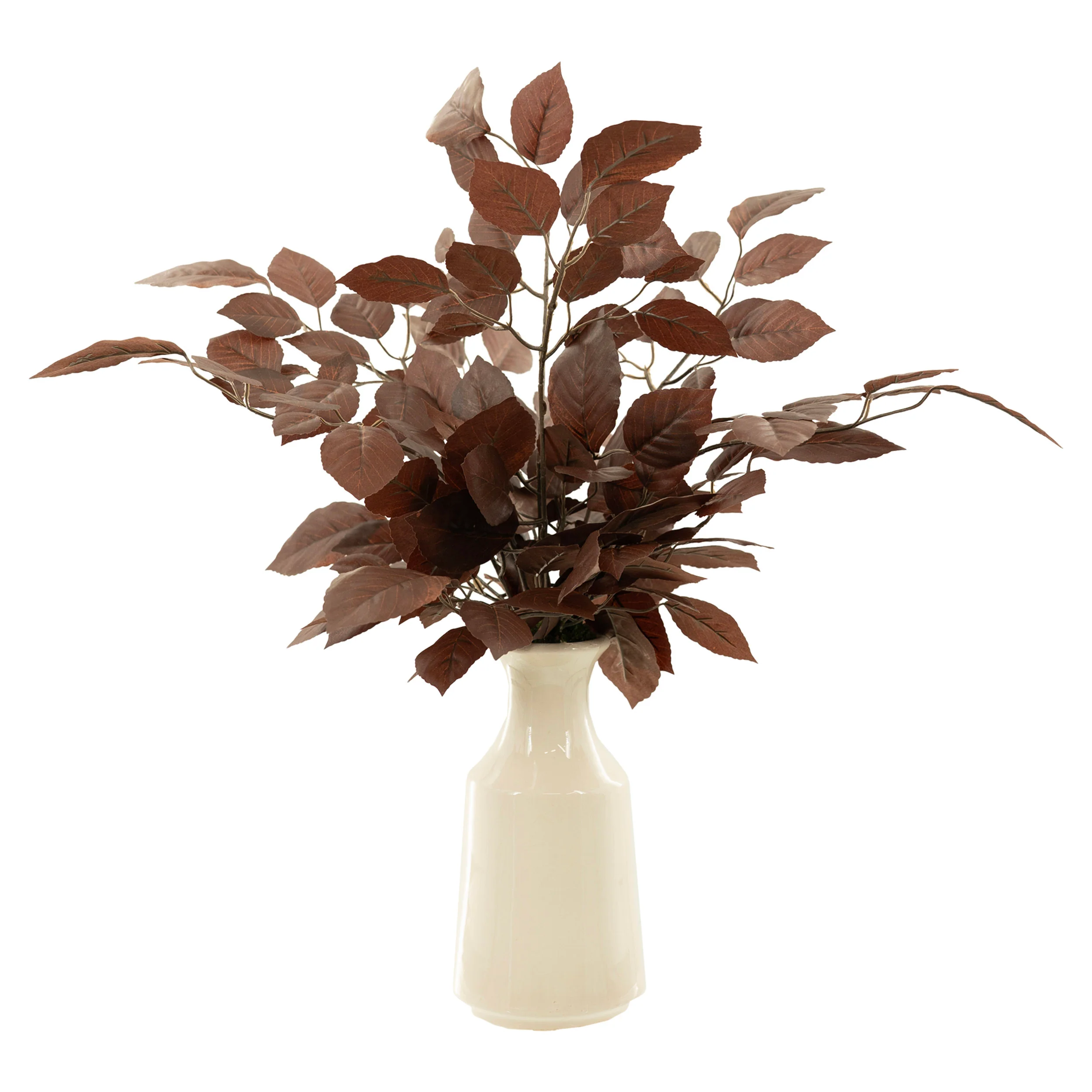 Red Beech Spray in Lait Vase, Cream