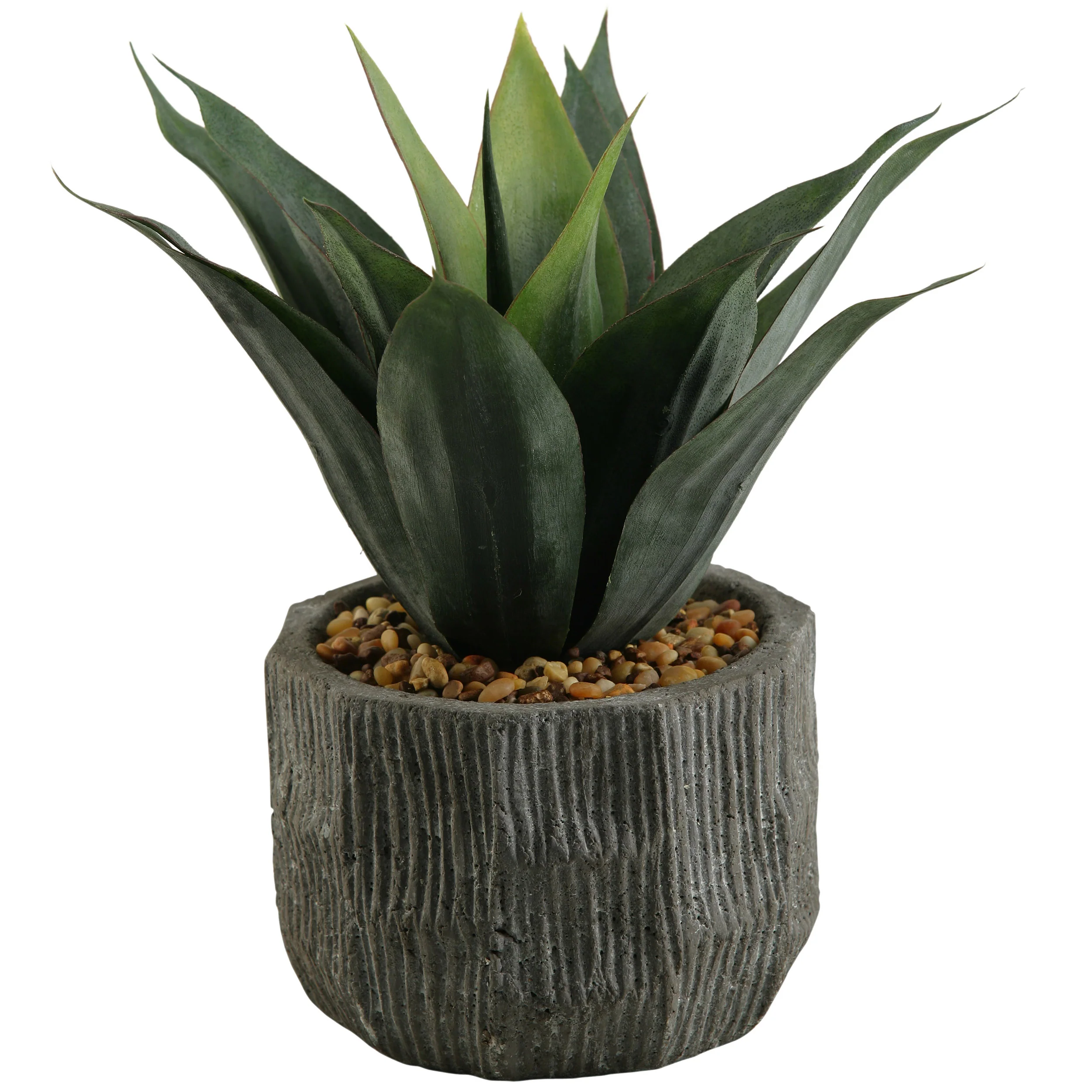 Red/Green Agave in Ridge Planter, Grey